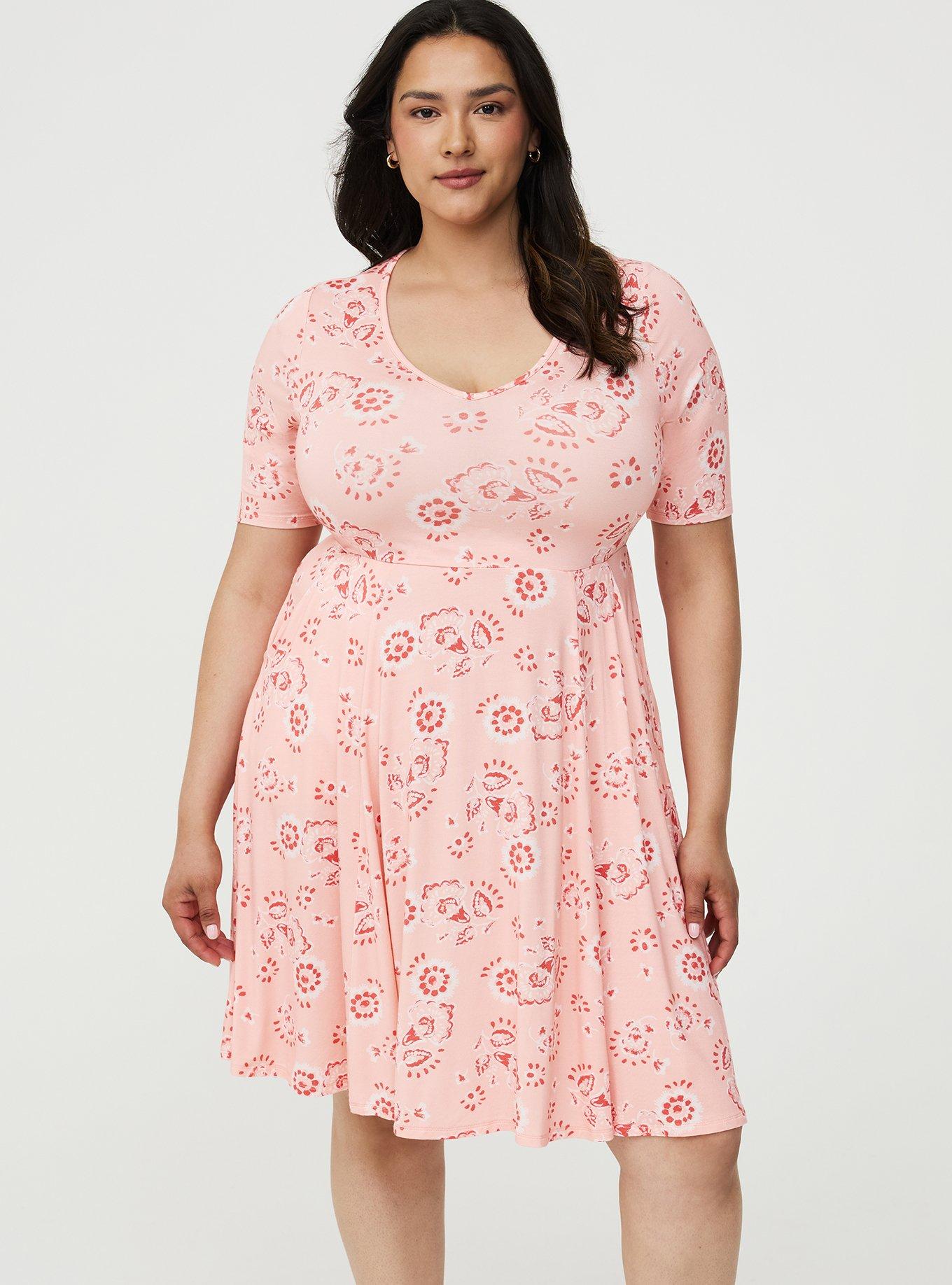 Super Soft Skater Mini Dress, JOANNE JACOBEAN PEACH, hi-res