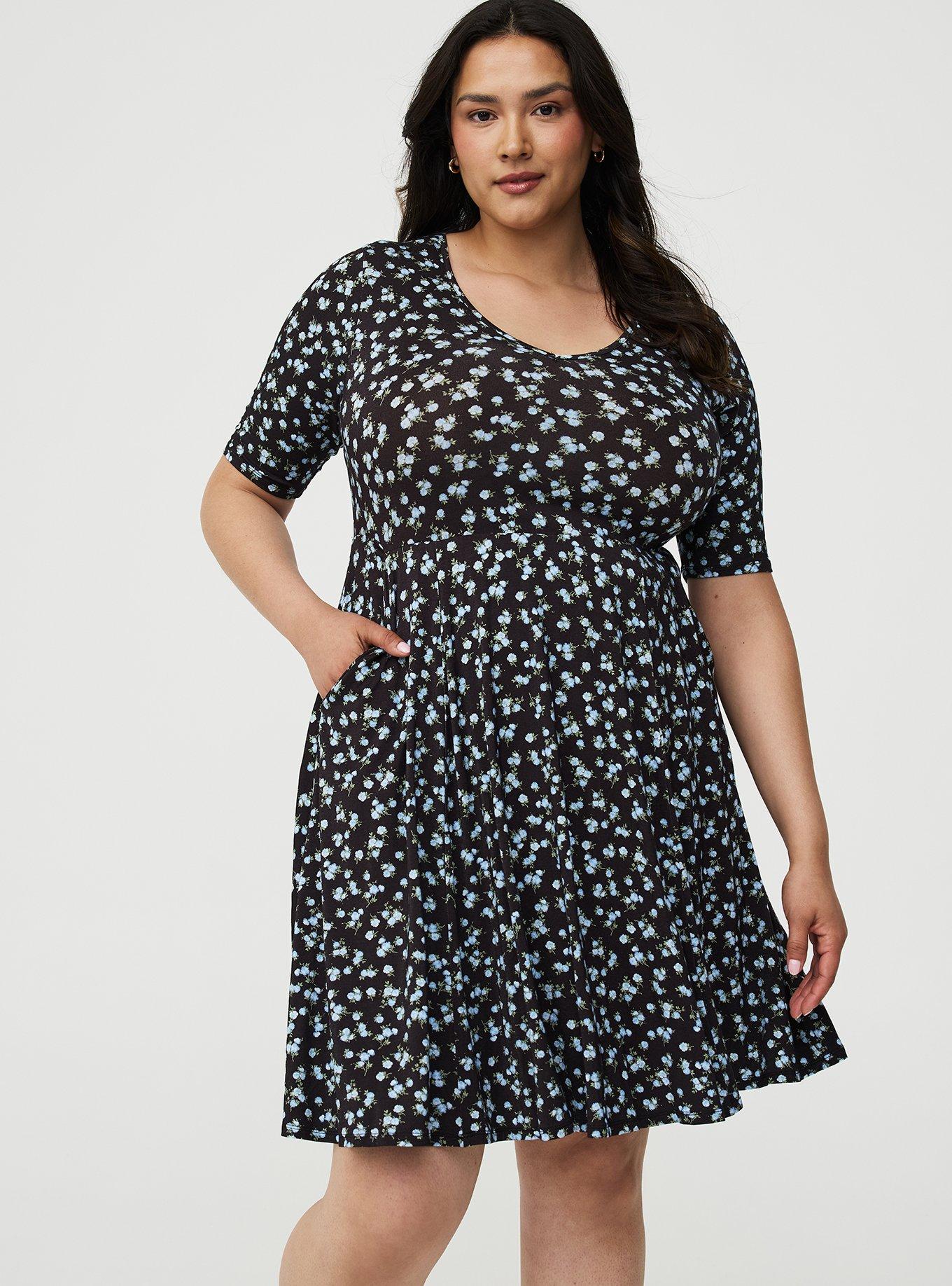 Super Soft Skater Mini Dress, DANCING DITSY FLORAL BLACK, alternate