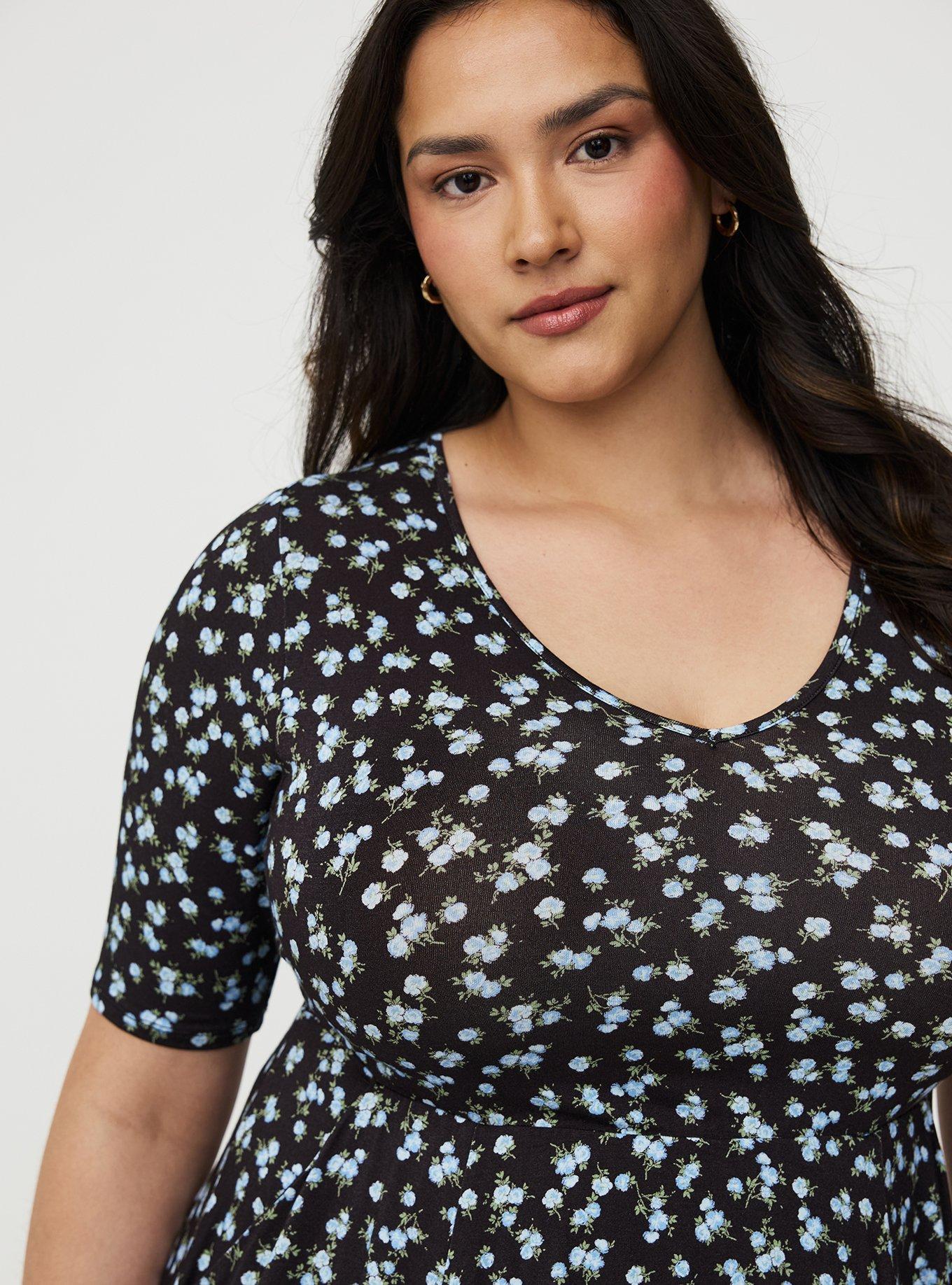 Super Soft Skater Mini Dress, DANCING DITSY FLORAL BLACK, alternate