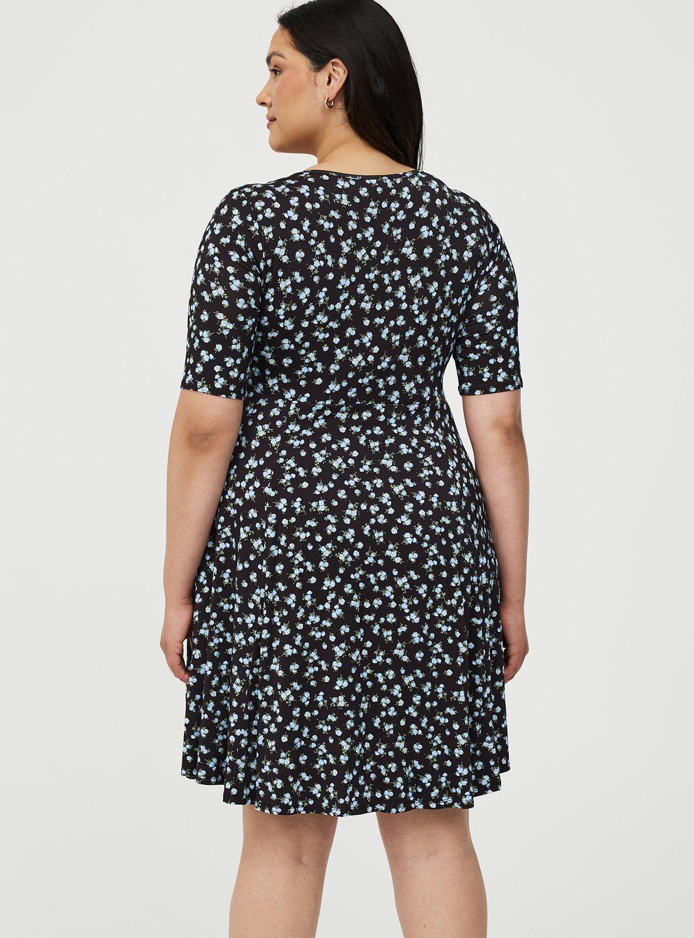 Super Soft Skater Mini Dress, DANCING DITSY FLORAL BLACK, alternate