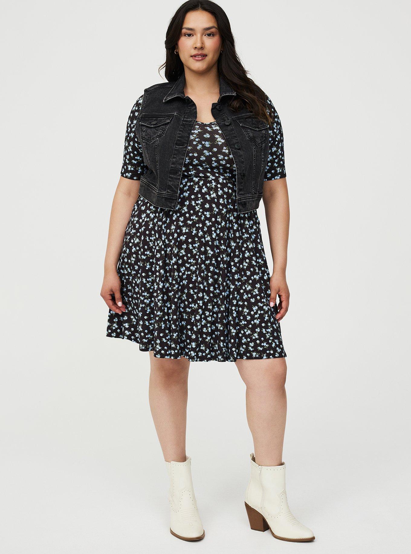 Super Soft Skater Mini Dress, DANCING DITSY FLORAL BLACK, alternate