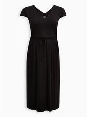 Midi Super Soft Dolman Sleeve Dress, DEEP BLACK, hi-res