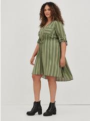 Mini Challis High-Low Shirt Dress, STRIPE GREEN, alternate