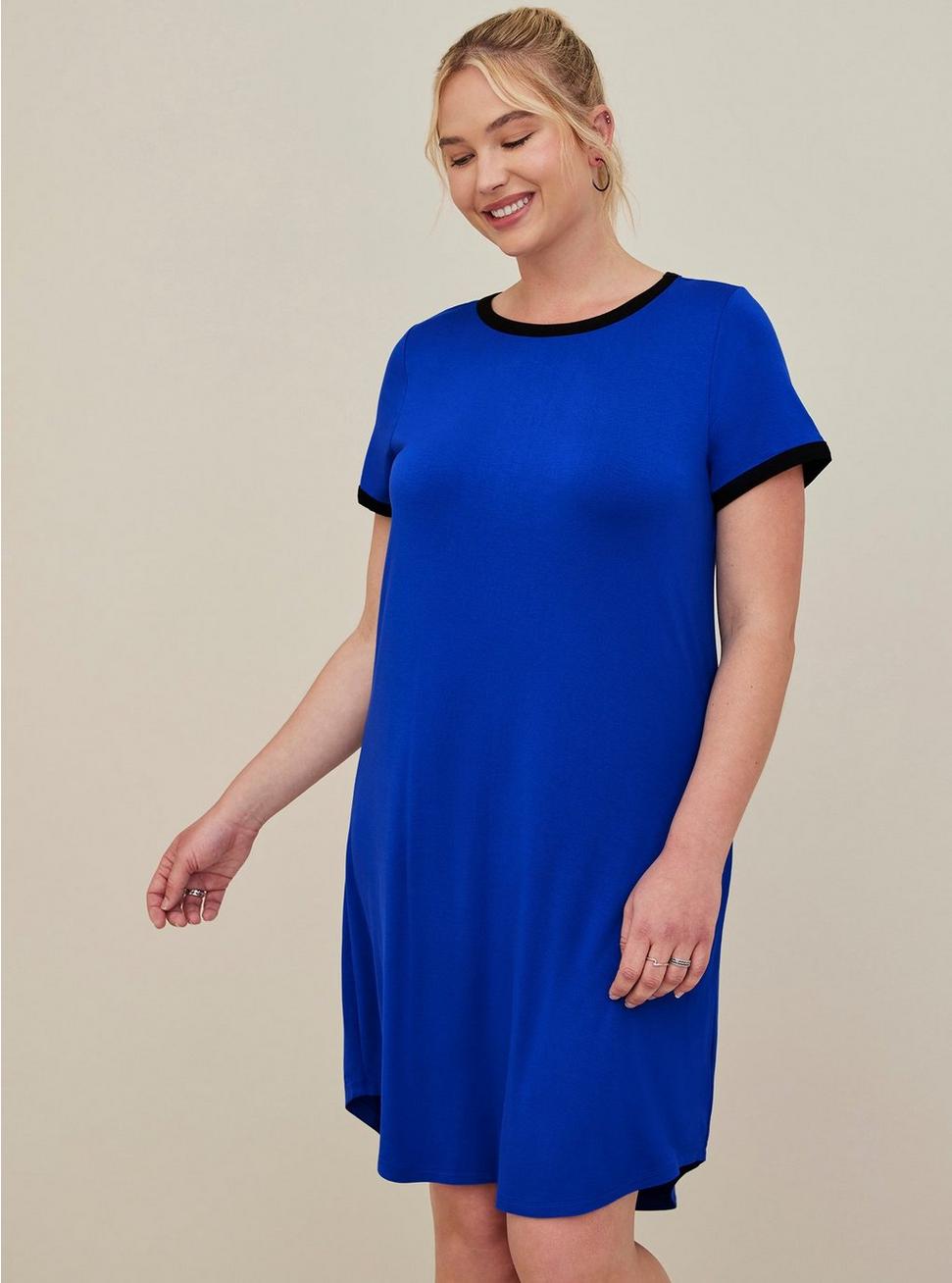 Mini Super Soft Tee Shirt Dress, BLUE, alternate