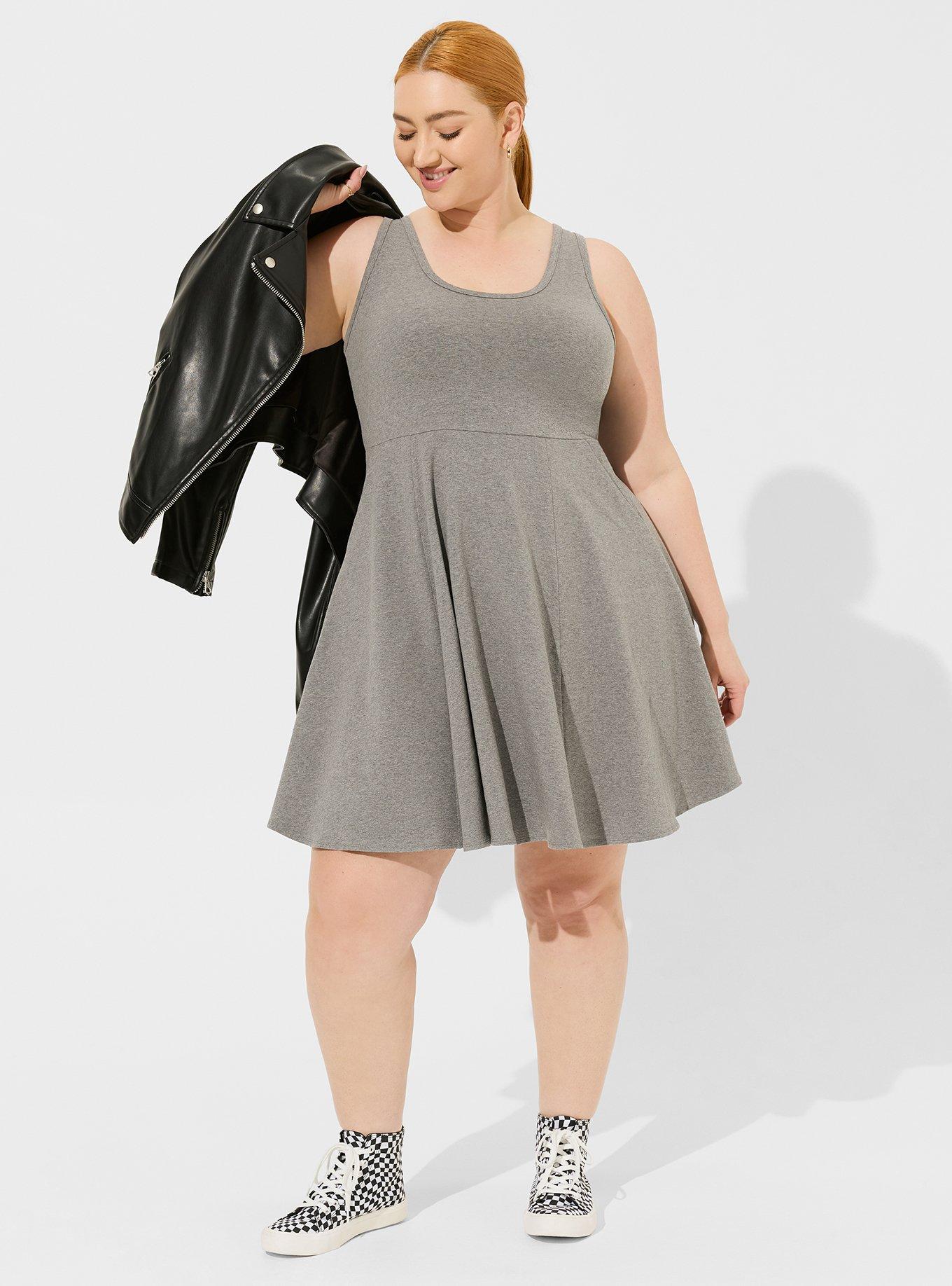 Plus Size - Mini Clipdot Blouson Sleeve Mock Neck Skater Dress - Torrid