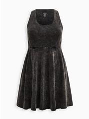 Plus Size Mini Foxy Skater Dress, BLACK WASH, hi-res