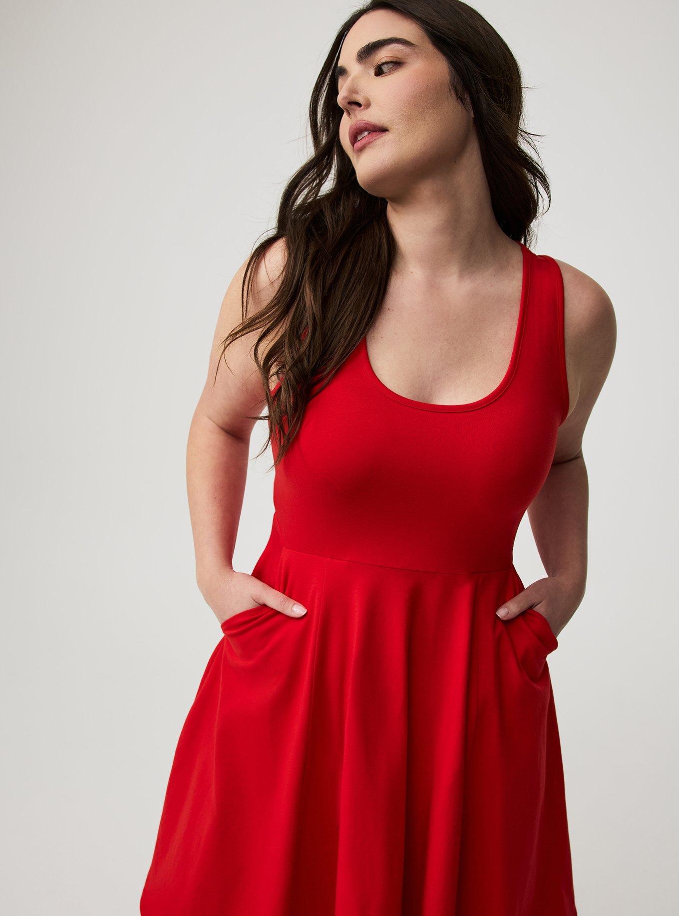 knee length dresses for ladies Velour Skater Mini Dress Dark Red / Xs main image 1