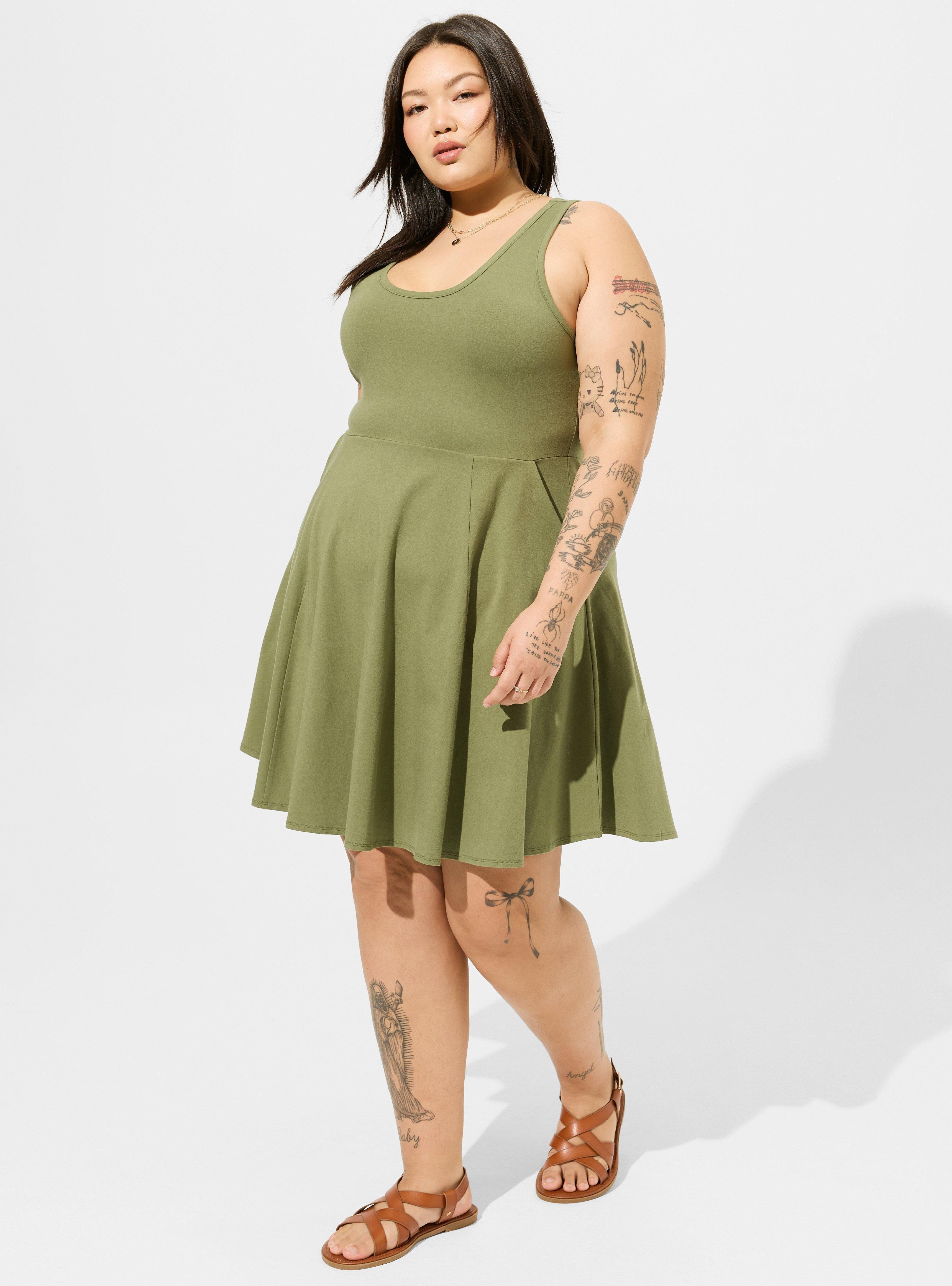 torrid olive green dress Plus Size - Foxy Skater Mini spo-default