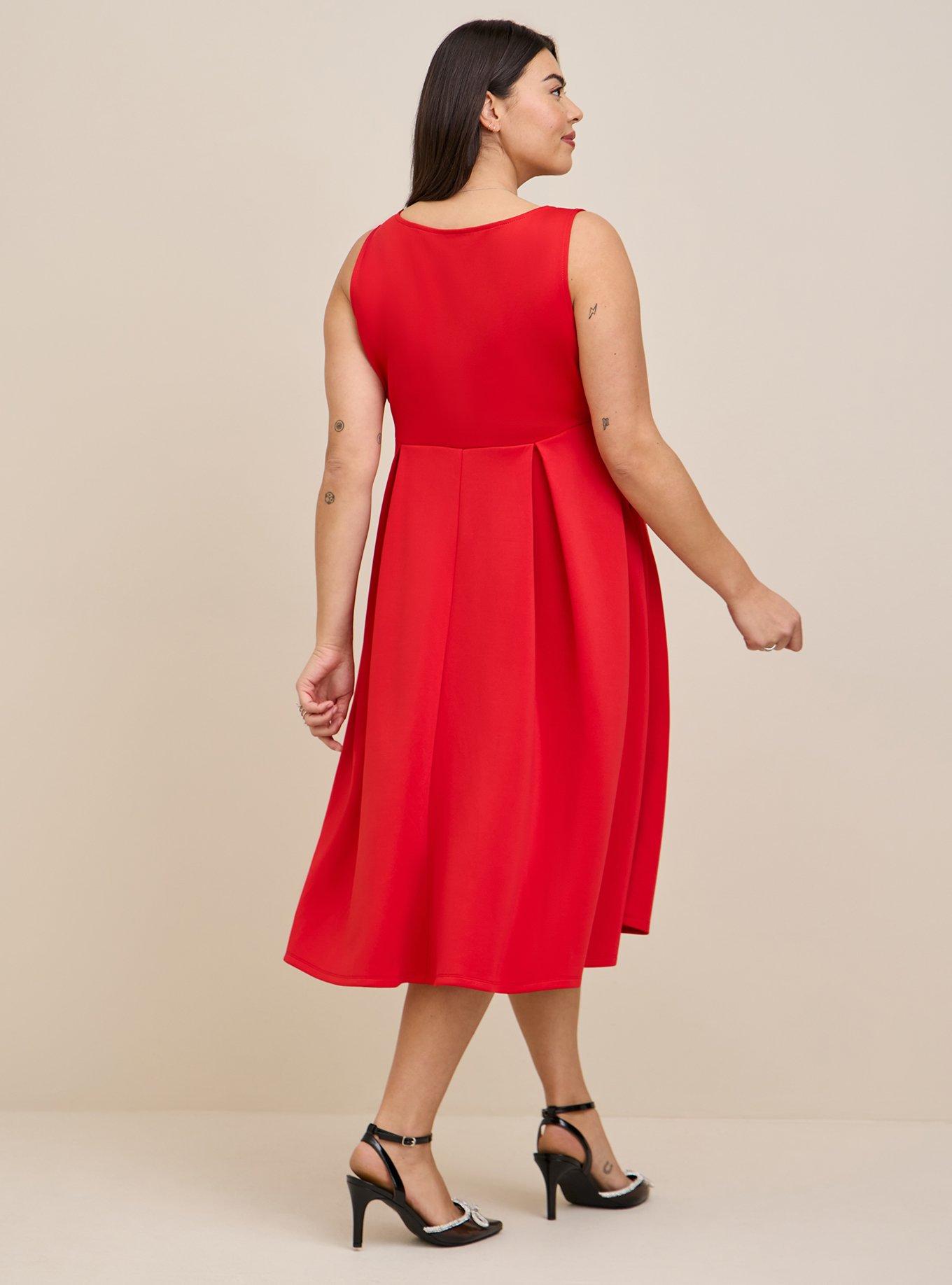 Mini Scuba Square Neck Skater Dress, RED, alternate