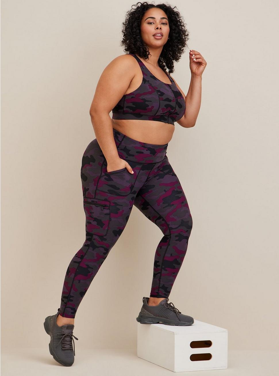 Plus Size Happy Camper Performance Core Full Length Active Legging With Cargo Pocket, COZY CAMO, hi-res