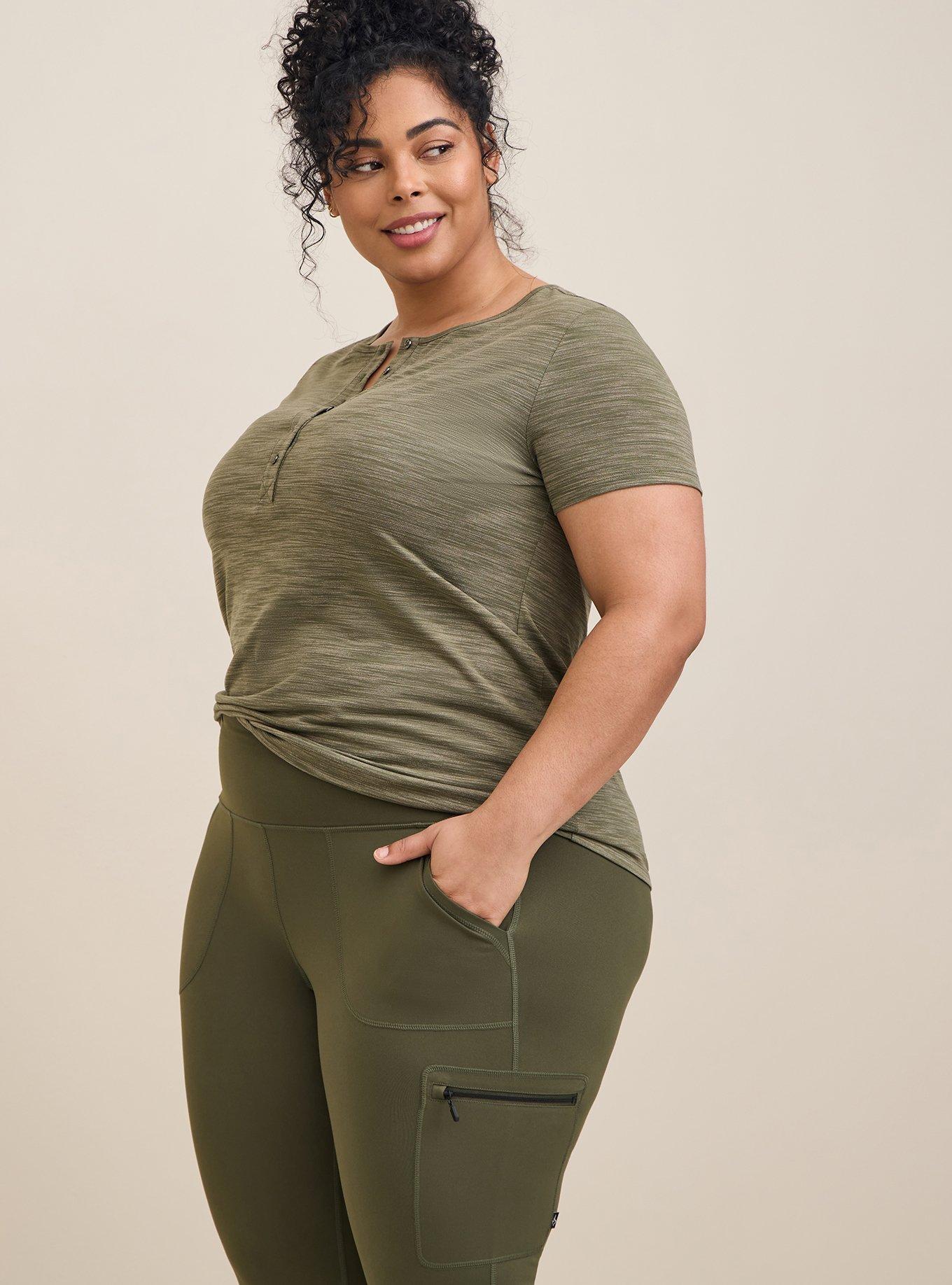 Torrid Leggings 1X (14-16) Olive Army Green Cropped Plus Size Capri Cotton  New