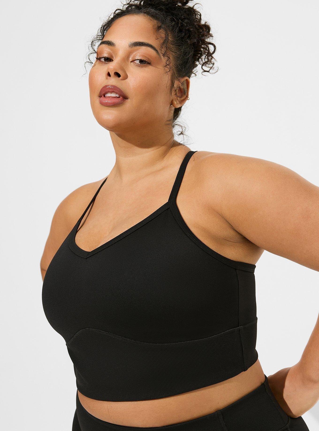 Plus Size - Black & White Wireless Wicking Ribbed Sports Bra - Torrid