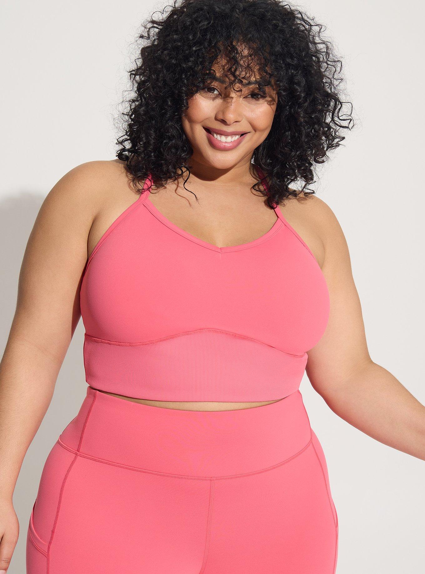 Torrid Low-Impact Wireless Rib Trim Pink Active Sports Bra Size 1