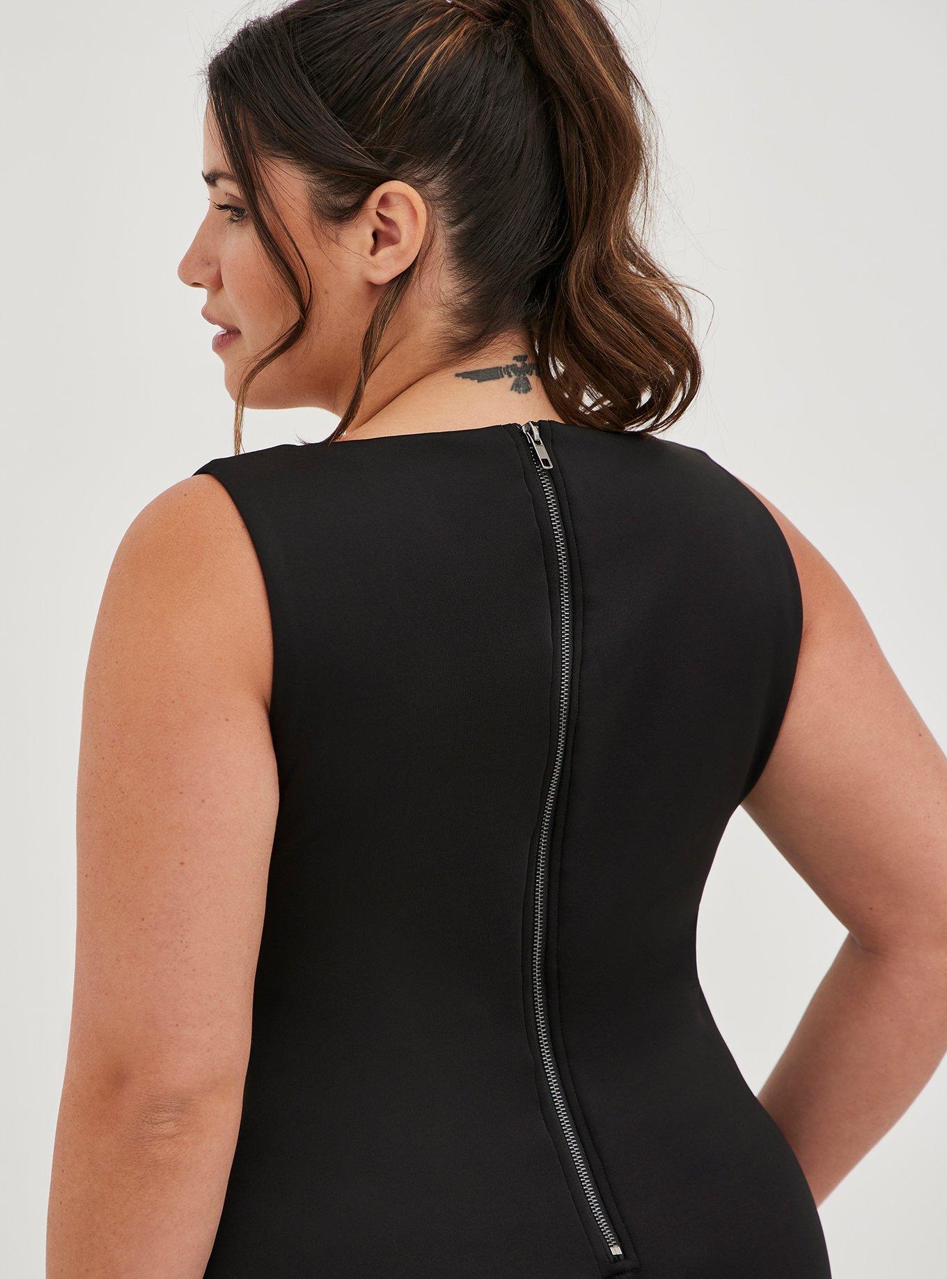 Plus Size - Contouring Scoop Bodycon Midi Dress - Scuba Black - Torrid