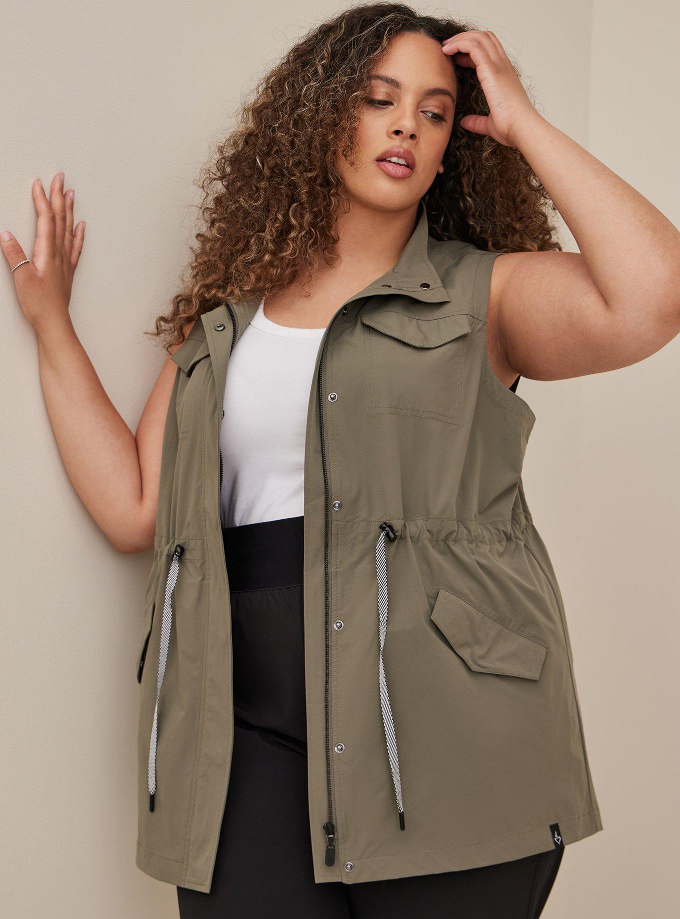 Plus Size Happy Camper Stretch Woven Light Weight Active Vest Torrid