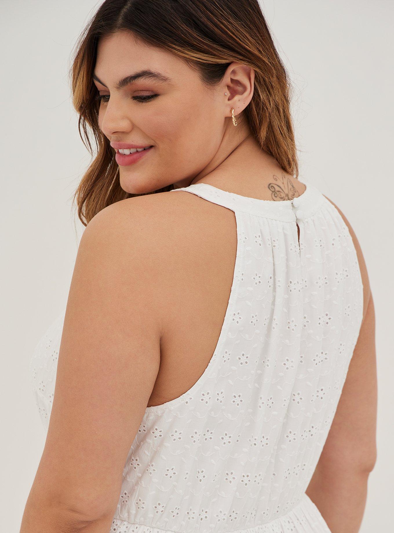 Halter Ruffle Tiered Midi Dress - Voile Eyelet White, BRIGHT WHITE, alternate