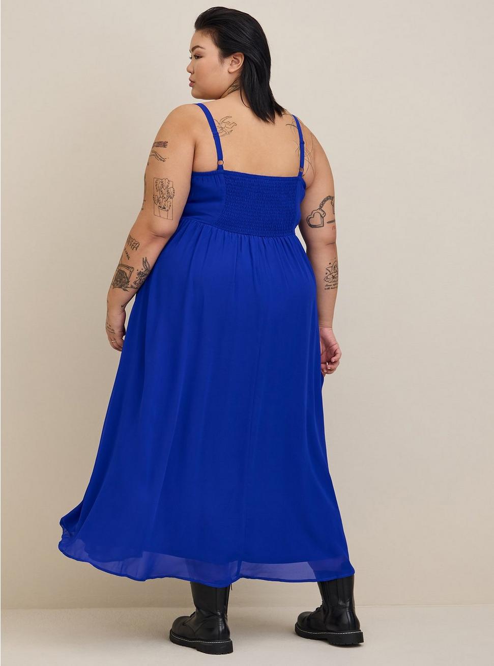 Maxi Chiffon Pleated Dress, ELECTRIC BLUE, alternate