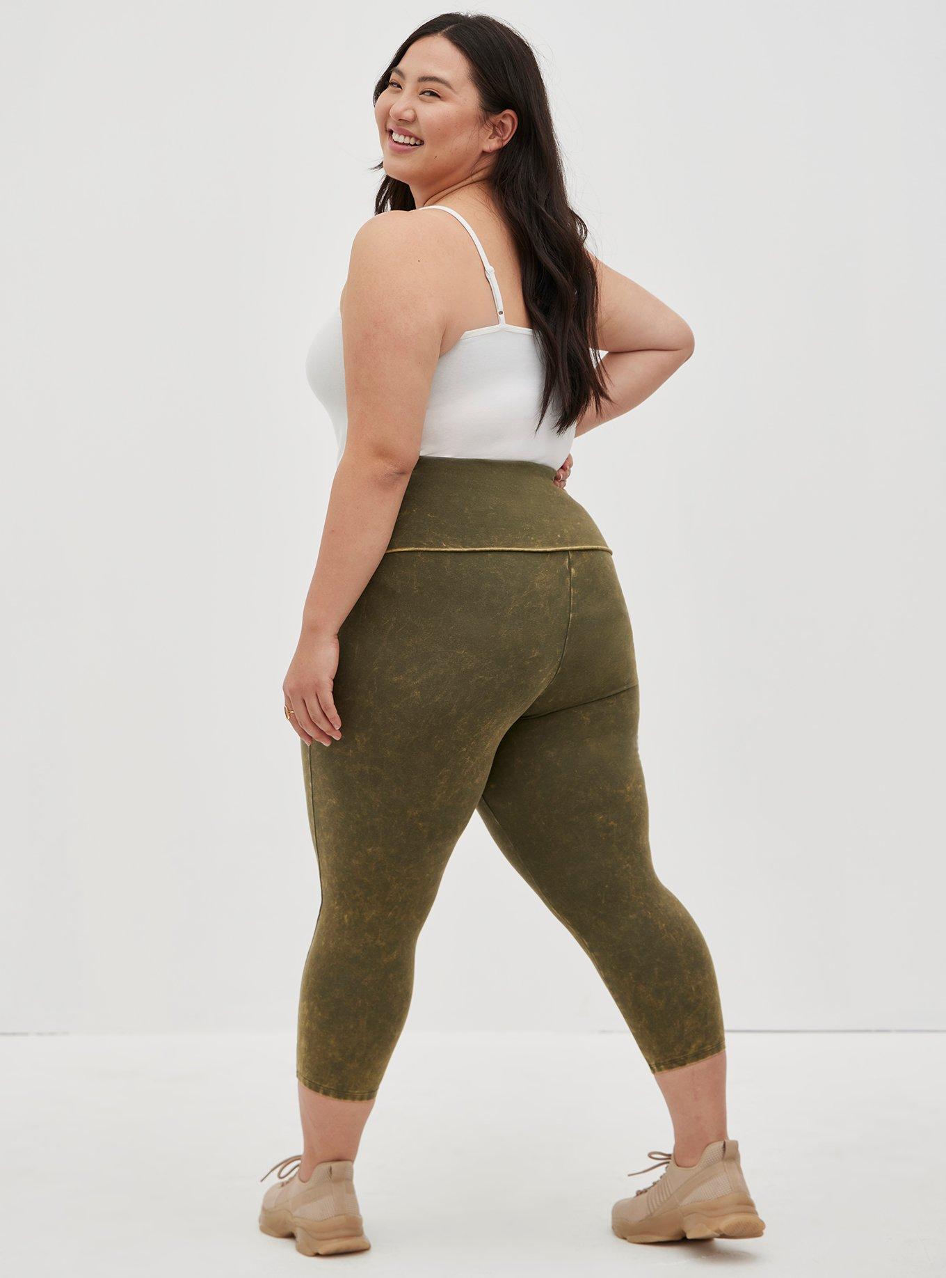 Torrid Olive Mineral Wash Cropped Foldover Waistband Legging Plus Size 4X,  26