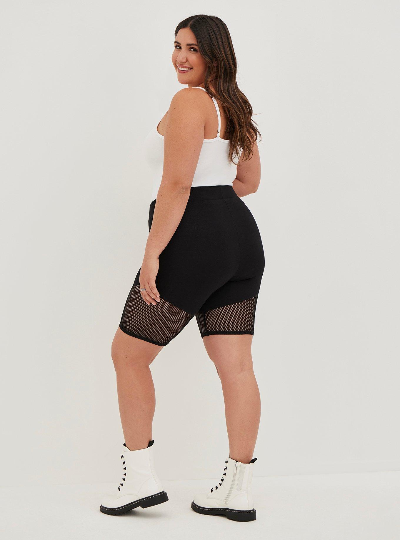 Plus size fishnet biker 2024 shorts