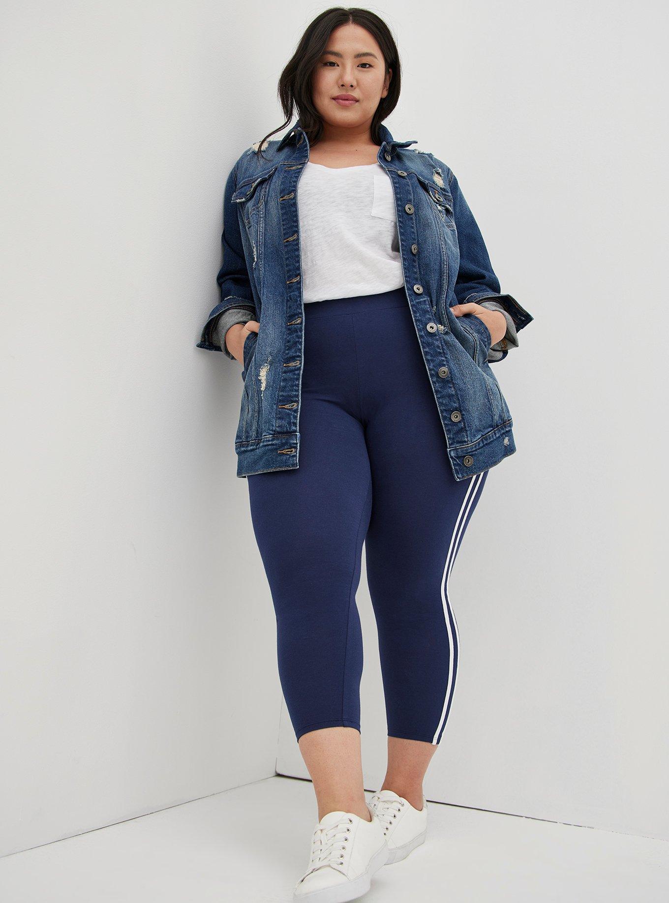 Premium Crop Side Stripe Legging - Blue, BLUE, alternate
