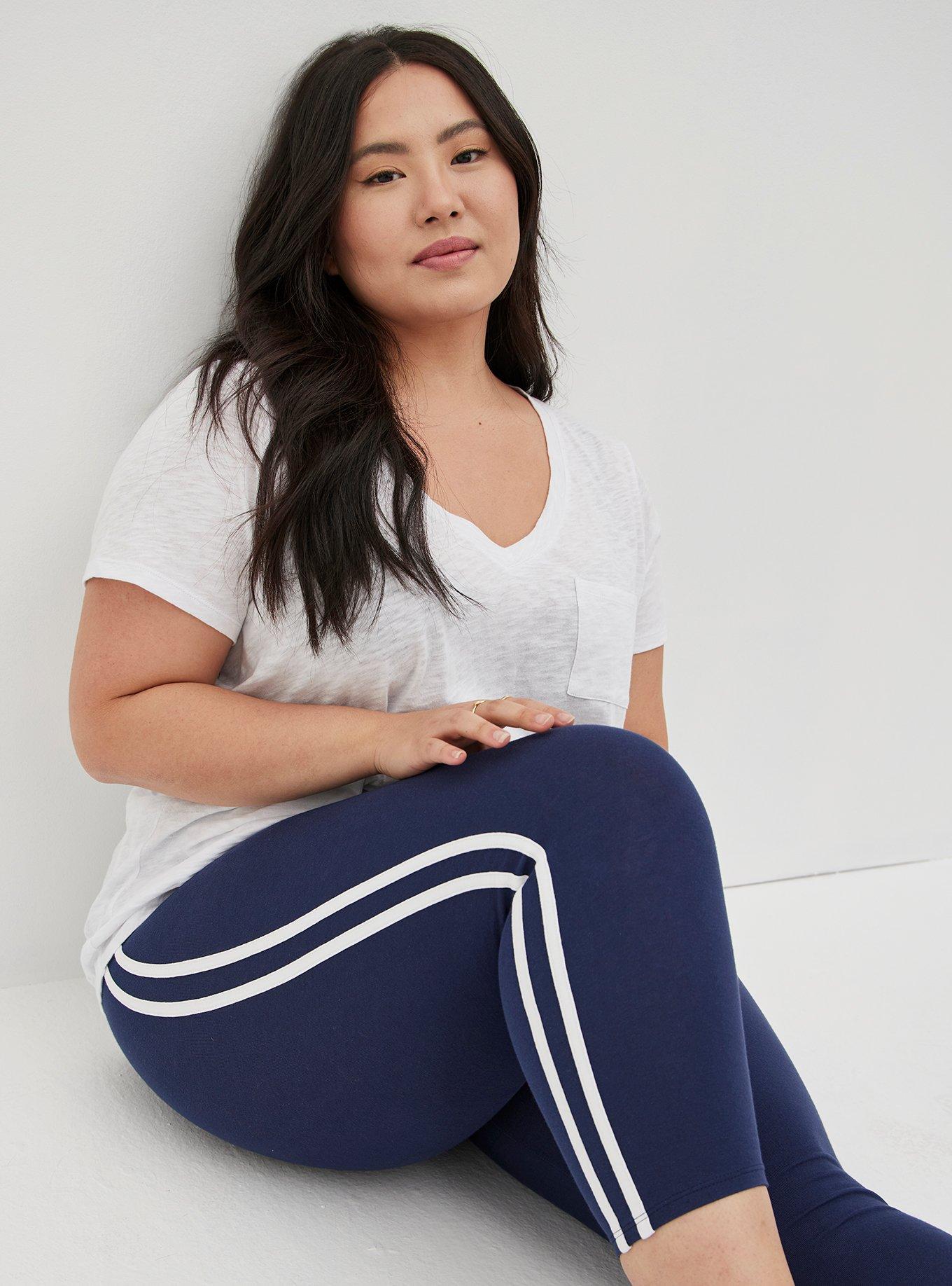 Premium Crop Side Stripe Legging - Blue, BLUE, alternate