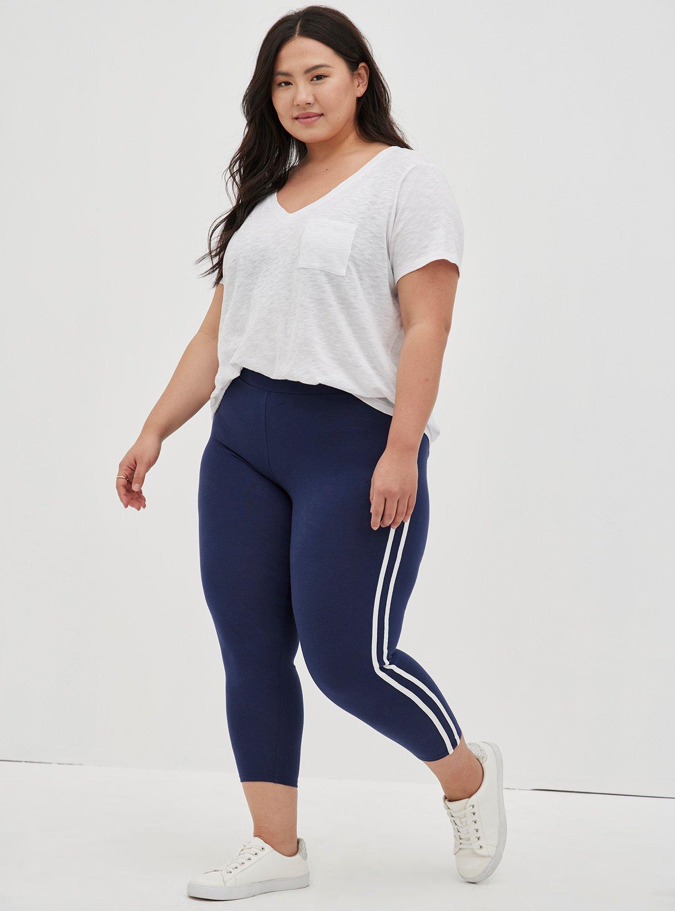 New Look Curve Double Side Stripe Leggings In Black