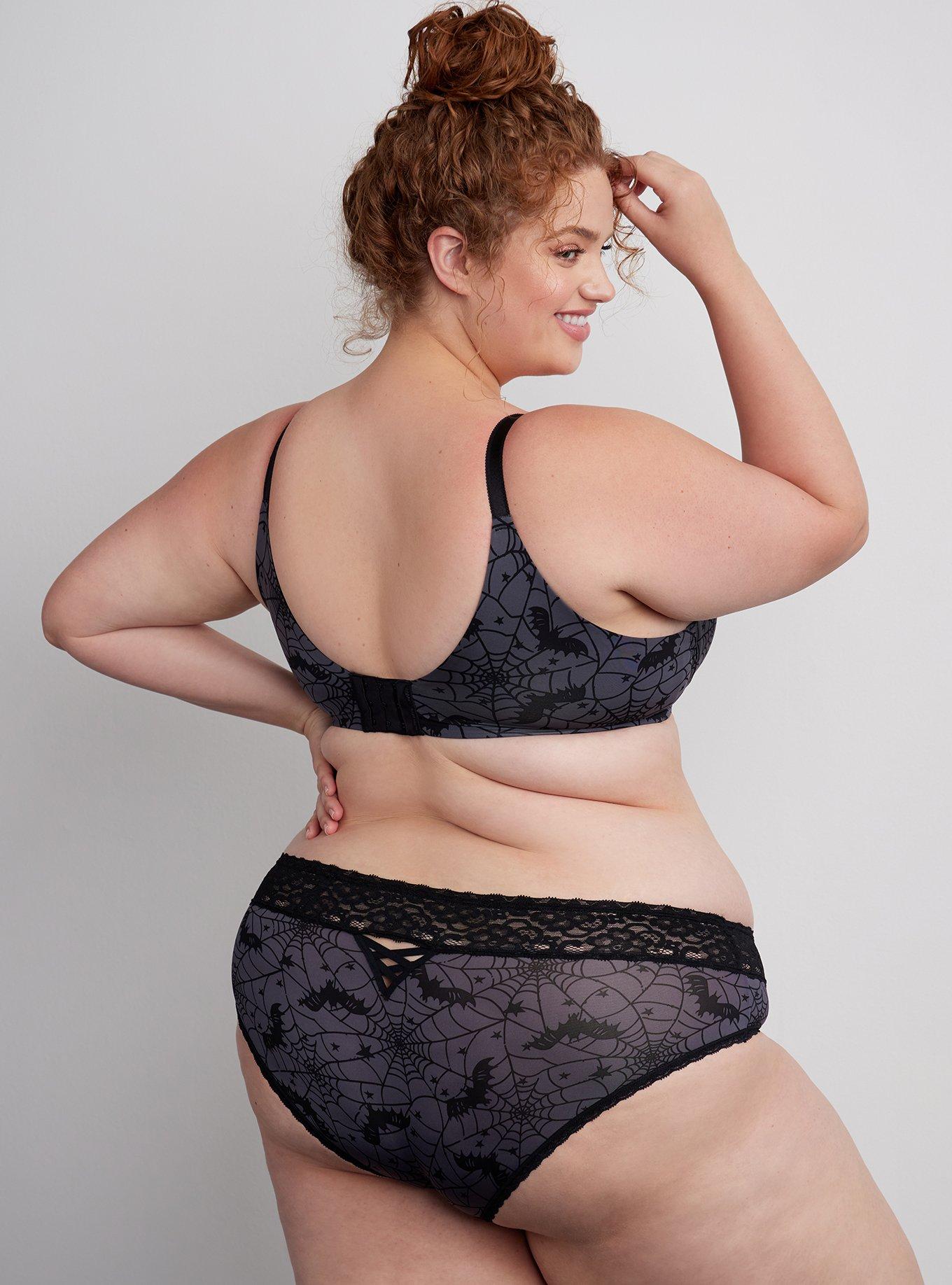 Plus Size - Second Skin Mid-Rise Hipster Lace Trim Mini Lattice Back Panty  - Torrid