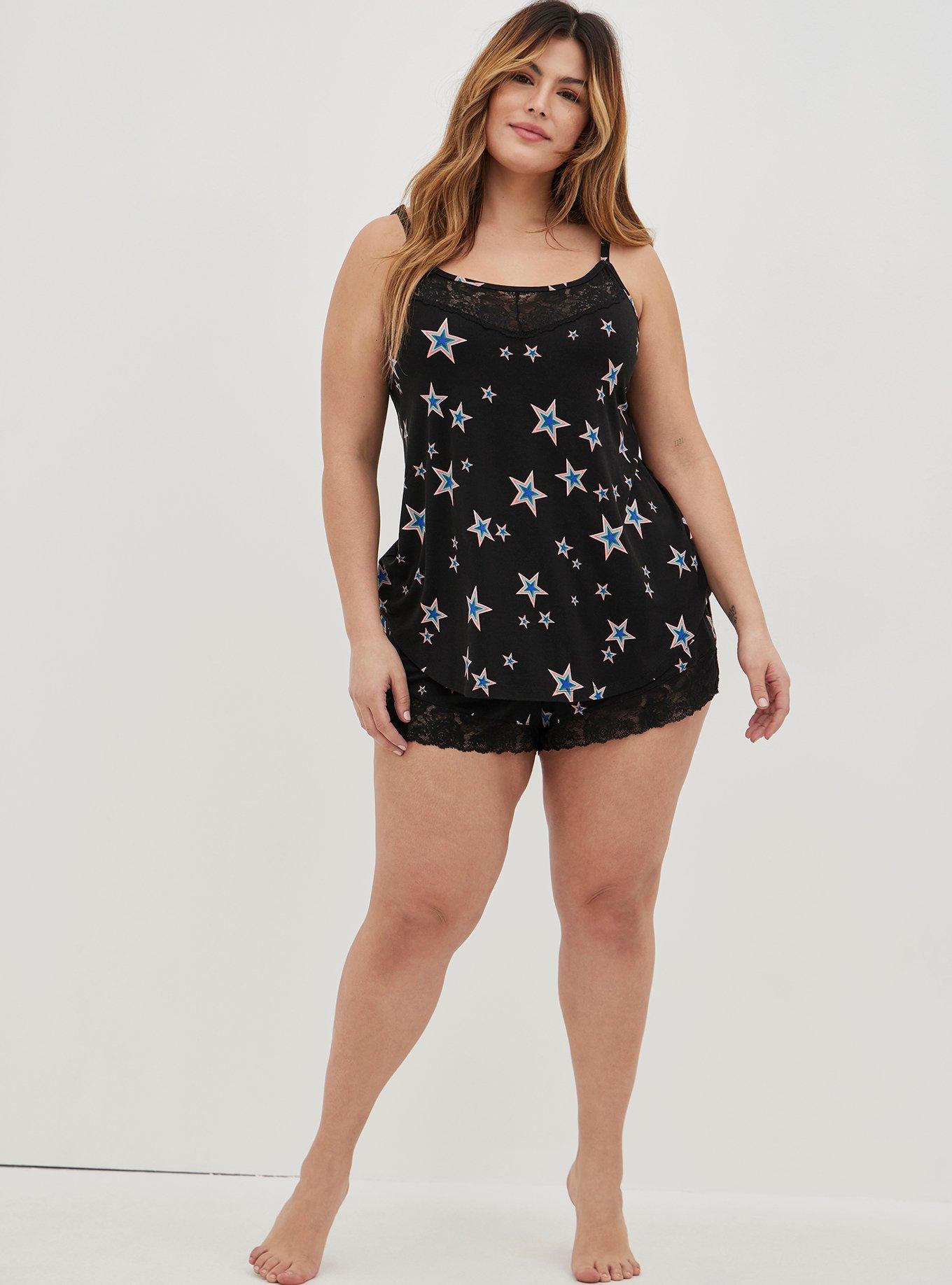 Super Soft Lace Inset Sleeveless Sleep Cami, BLACK, alternate