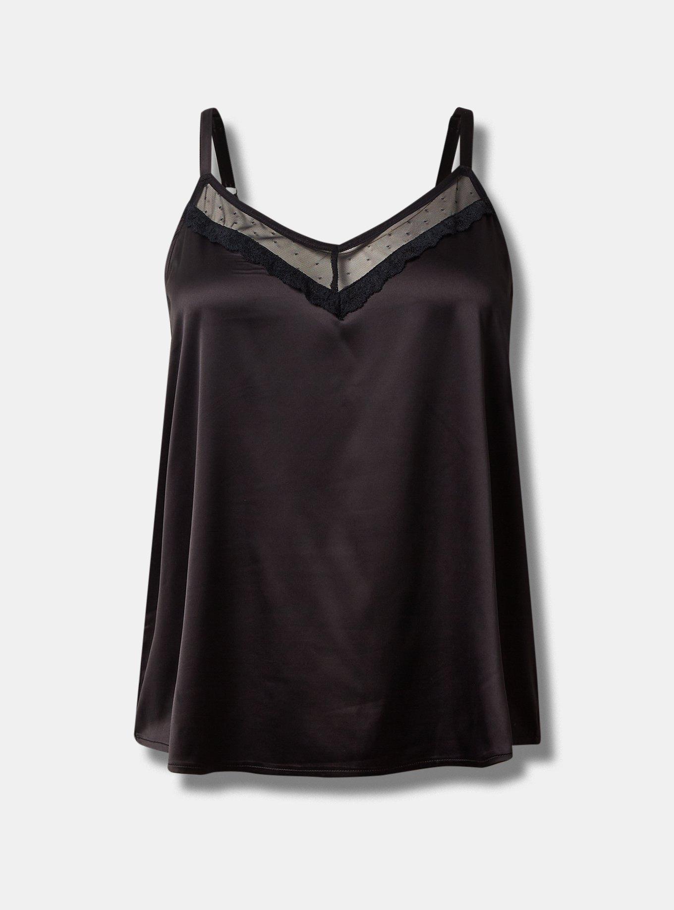 Textured Satin Lace Hem Woven Cami