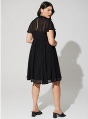 Mini Chiffon Smocked Dress, DEEP BLACK, alternate