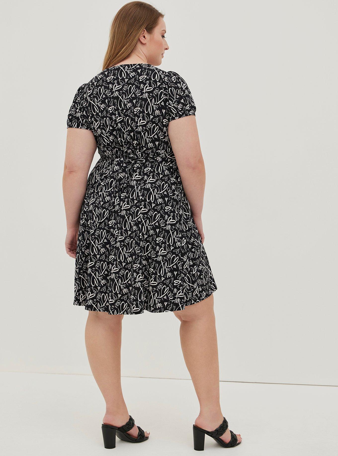 Mini Studio Knit Surplice Dress, HEARTS BLACK, alternate