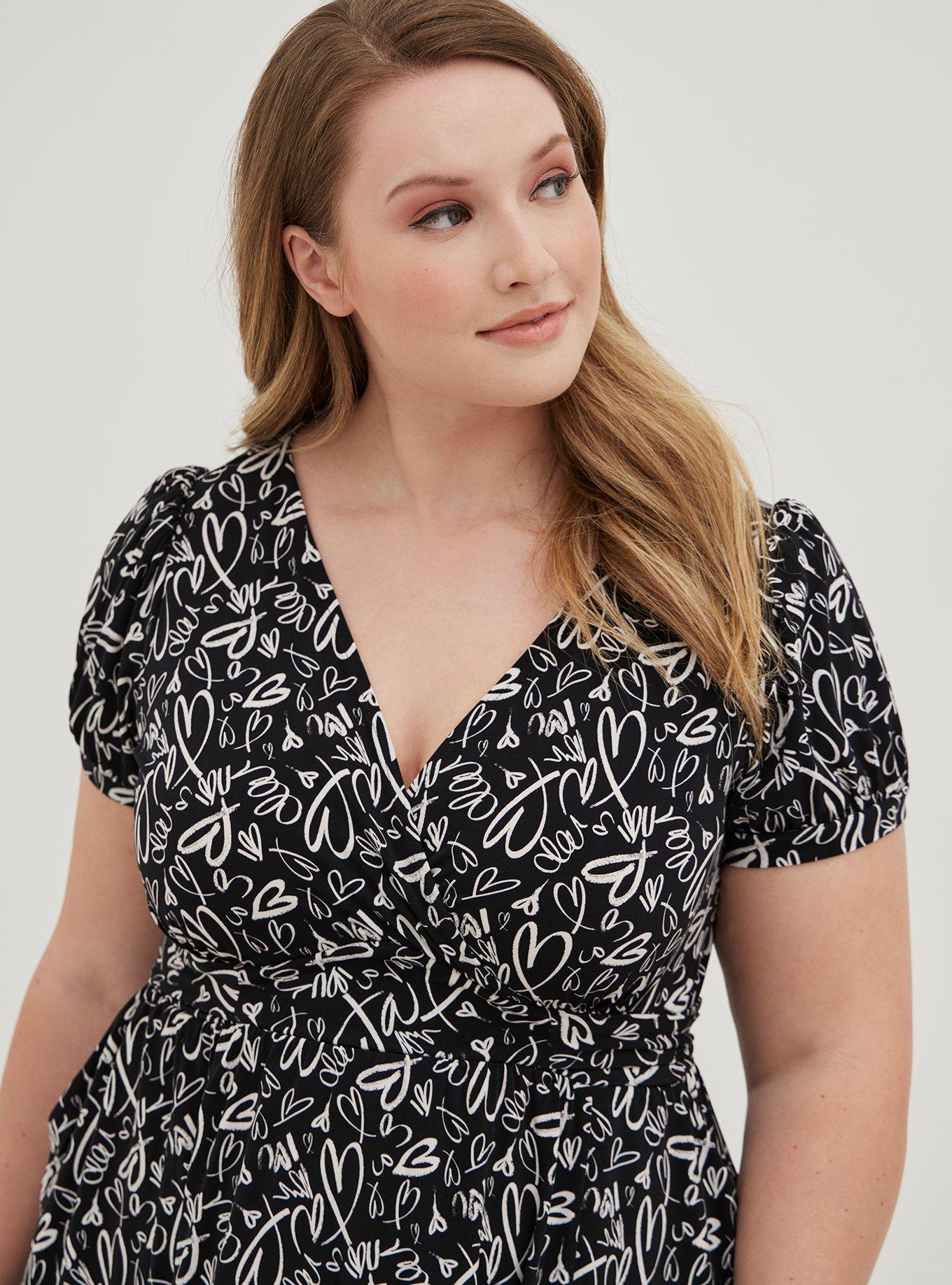 Mini Studio Knit Surplice Dress, HEARTS BLACK, alternate