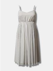 Midi Chiffon Pleated Dress, STRIPE WHITE, hi-res