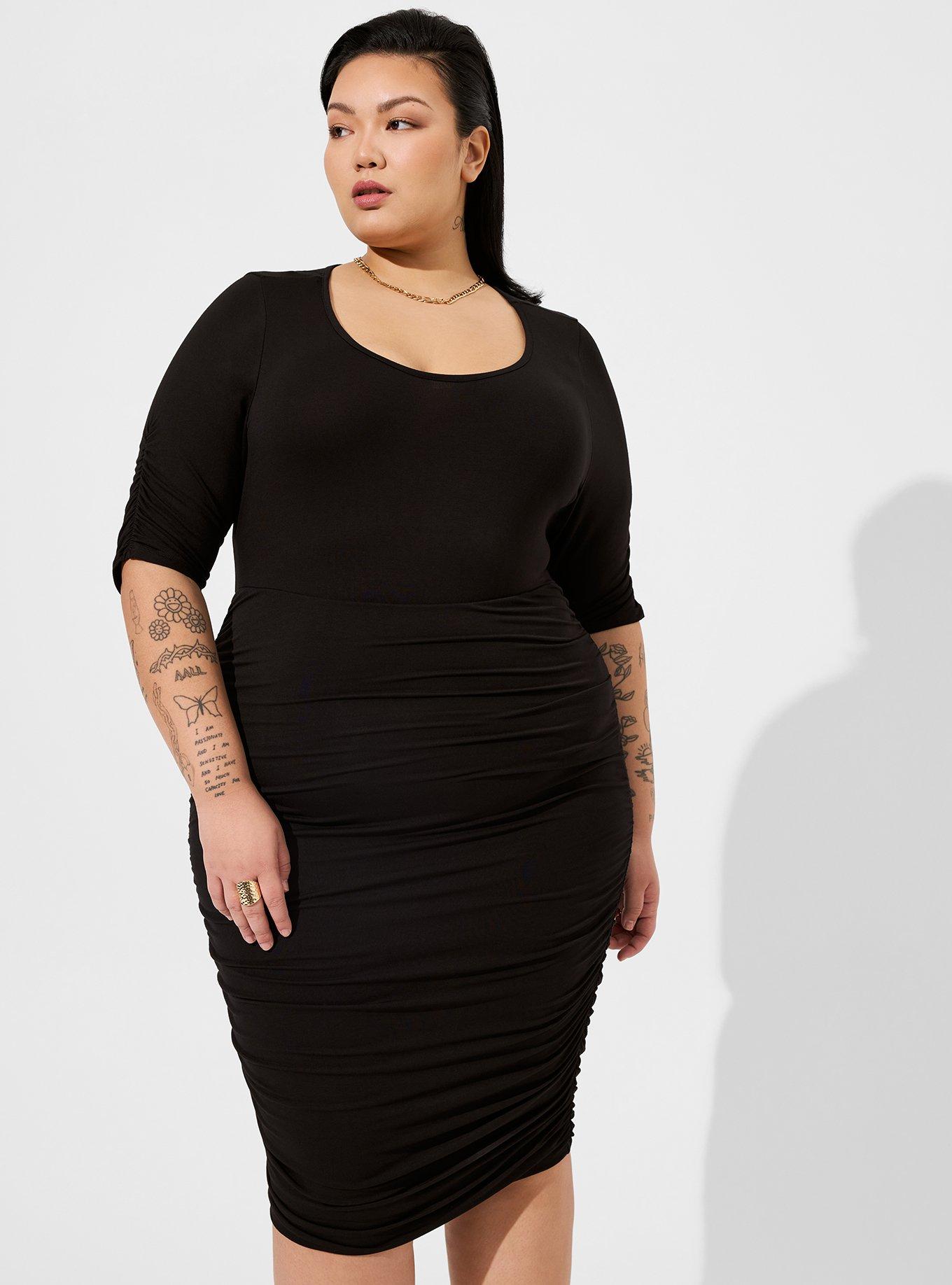 Torrid Beautiful Black Ruched High Neck Bodycon Dress Plus Size 3X, 22/24