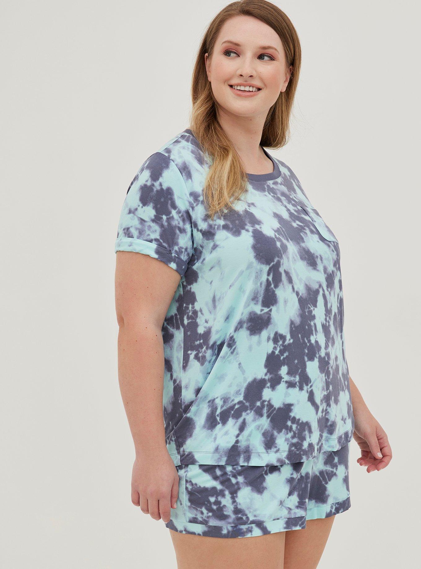 Plus Size Super Soft Pocket Short Sleeve Lounge Tee, GREEN TIE DYE, alternate