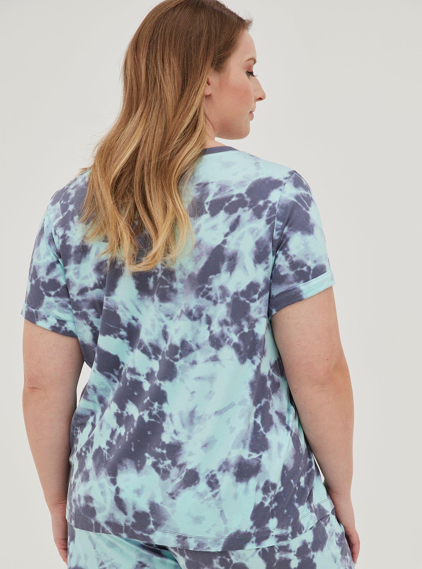 Plus Size Super Soft Pocket Short Sleeve Lounge Tee, GREEN TIE DYE, alternate