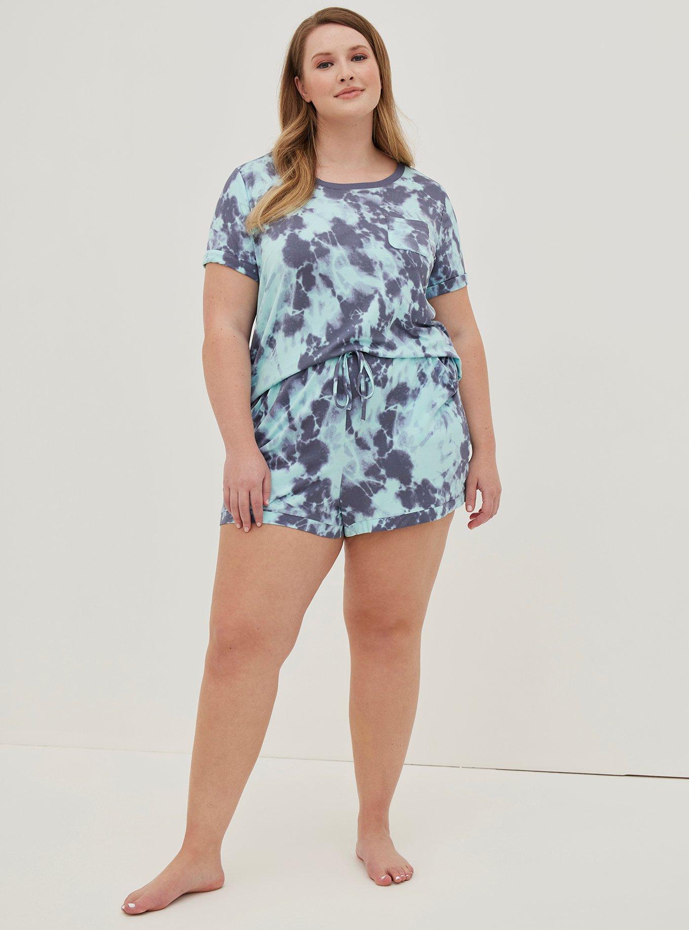 Plus Size Super Soft Pocket Short Sleeve Lounge Tee, GREEN TIE DYE, alternate