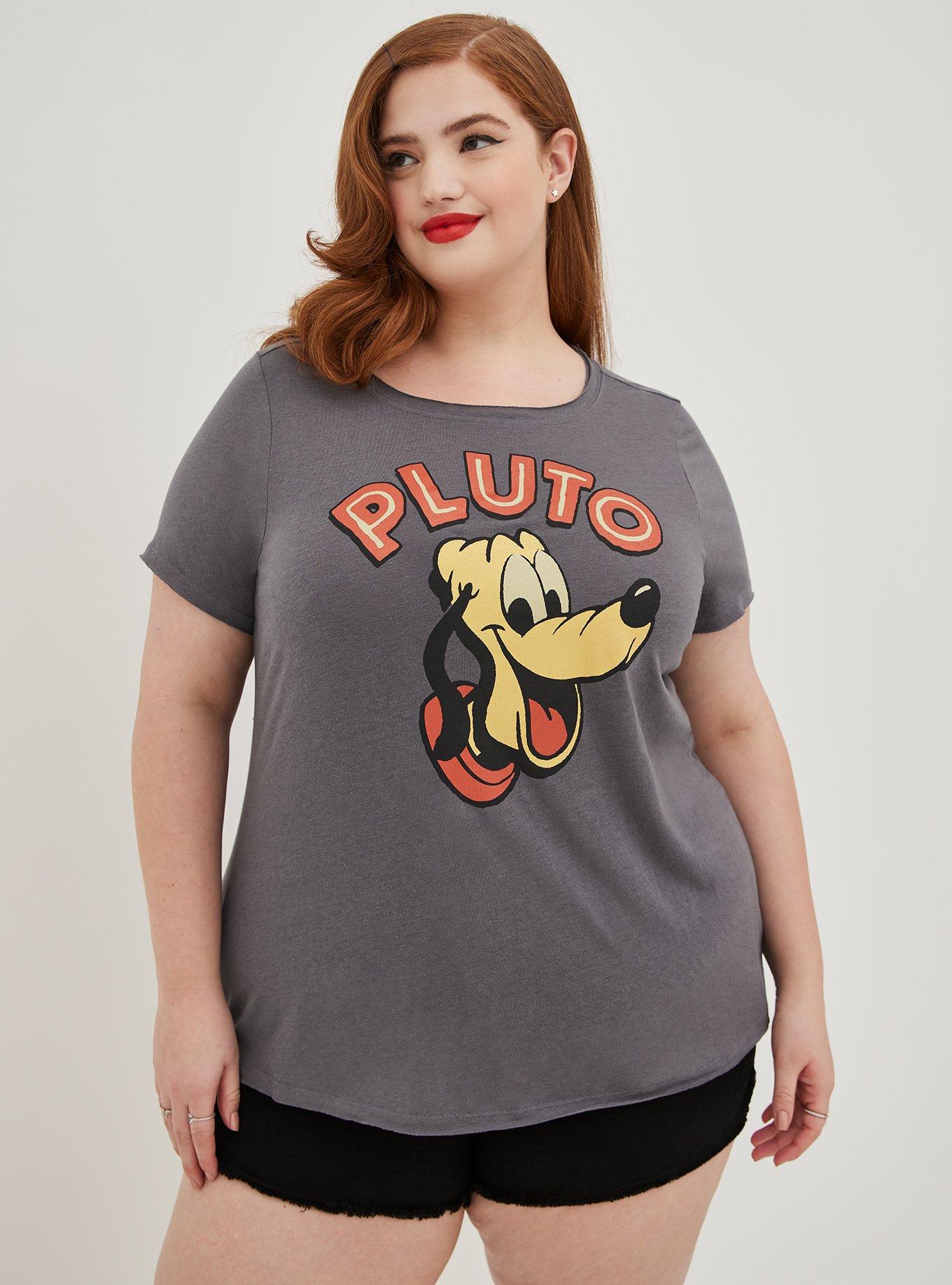 Plus Size Disney Mickey & Friends Distressed Top - Triblend Jersey Pluto Grey, DARK GREY, alternate
