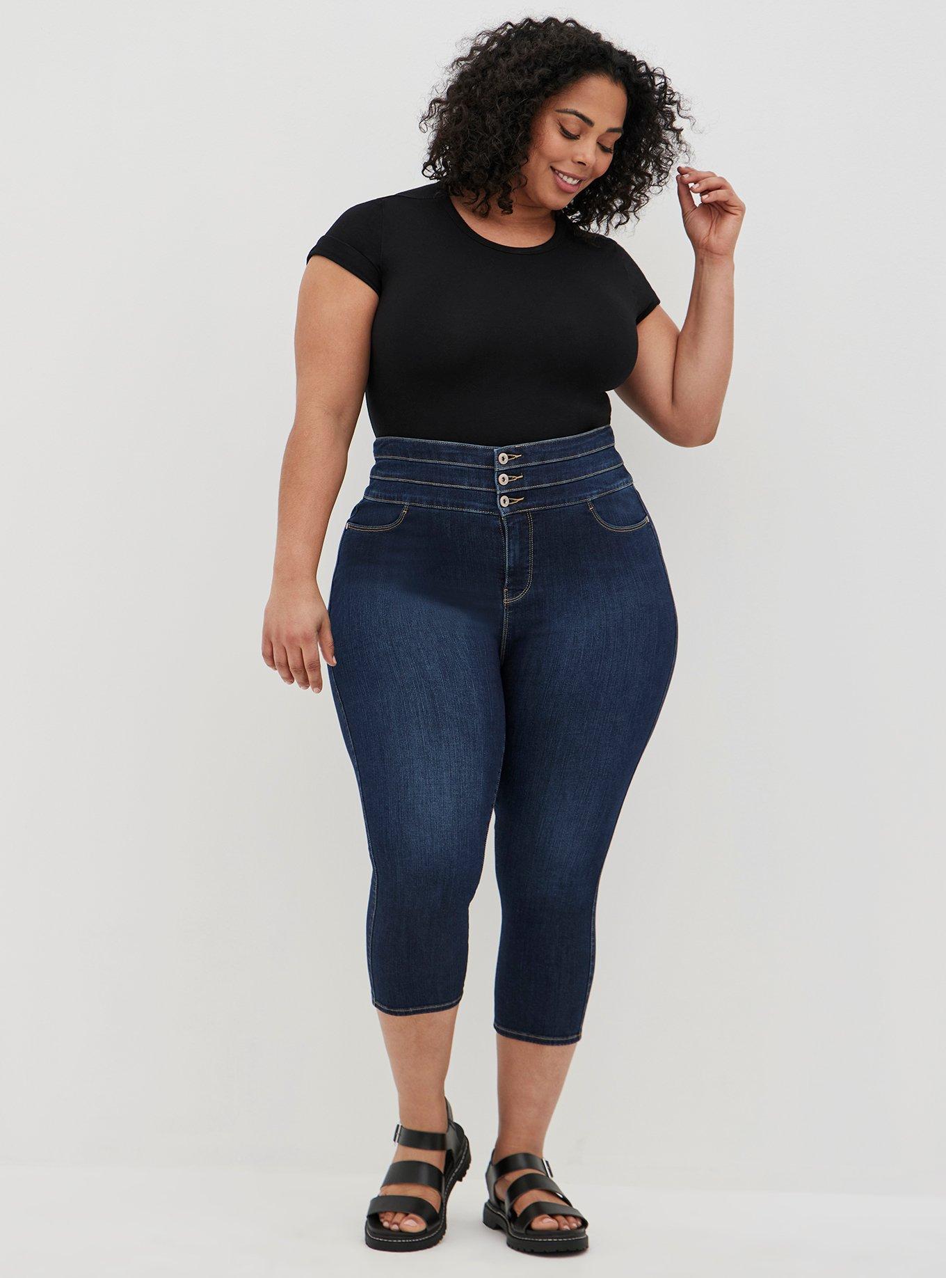Crop Triple Waistband Jean - Premium Stretch Dark Wash, WILLIAMSBURG, alternate