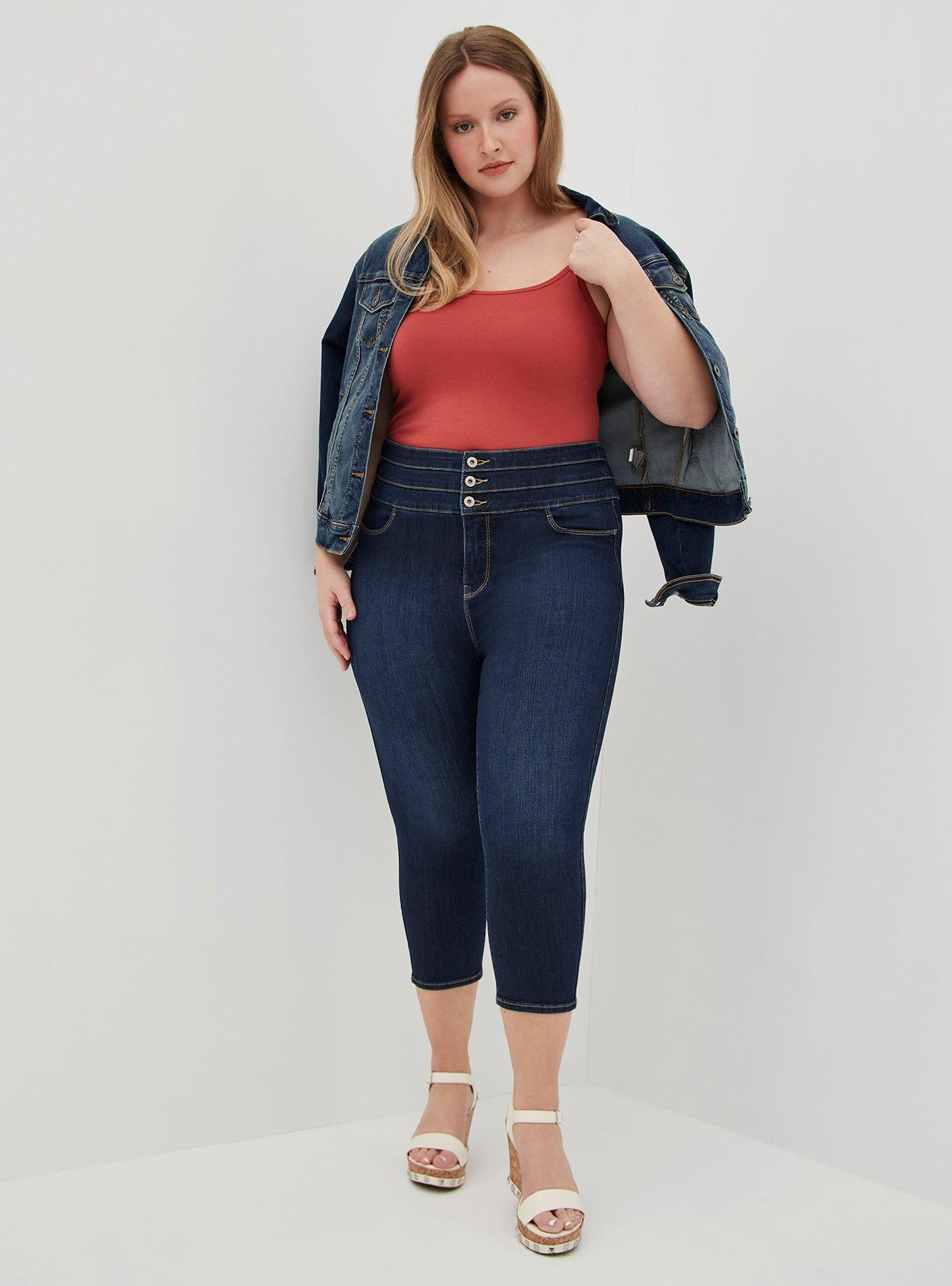 Crop Triple Waistband Jean - Premium Stretch Dark Wash, WILLIAMSBURG, alternate
