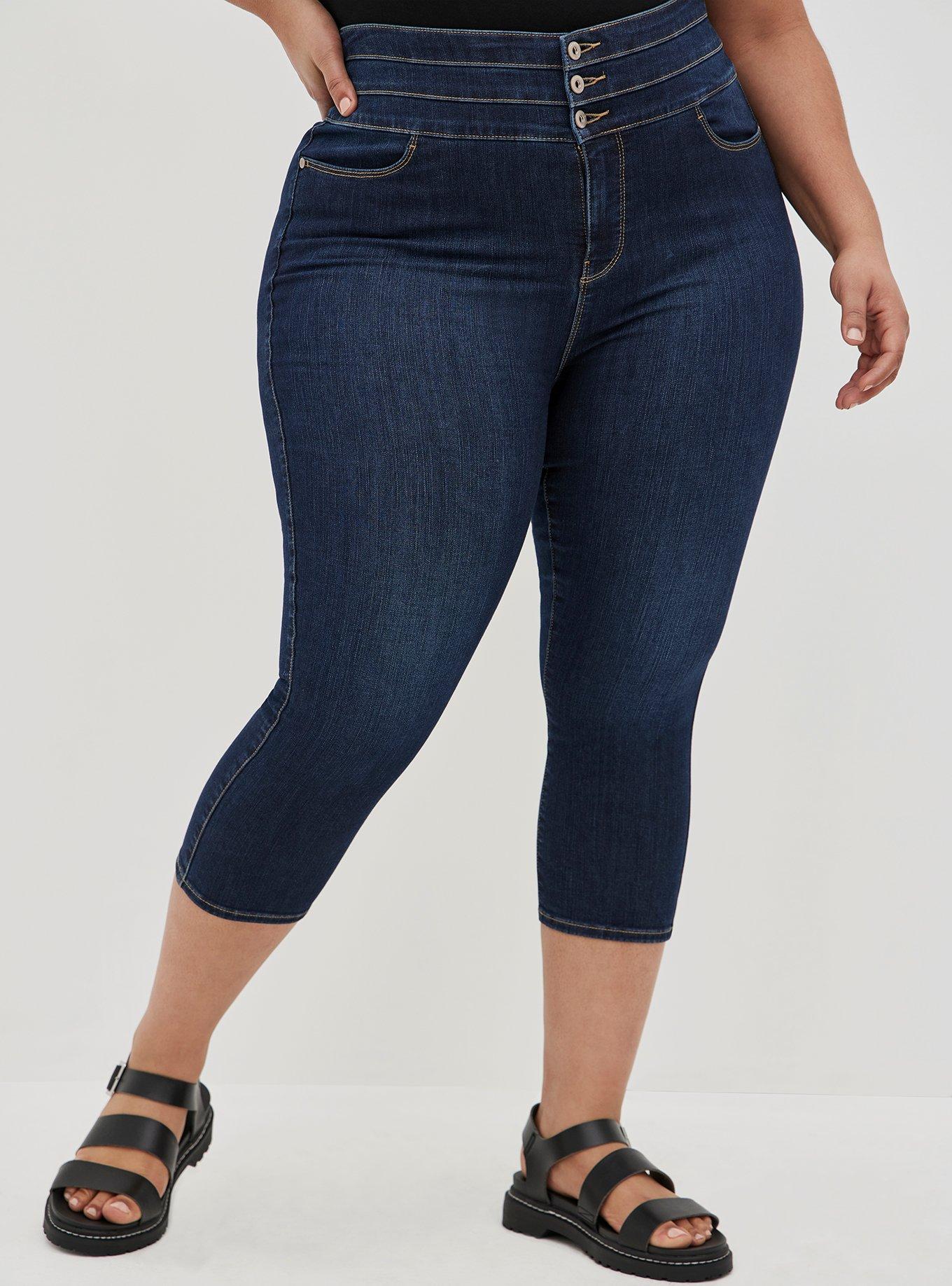 Crop Triple Waistband Jean - Premium Stretch Dark Wash, WILLIAMSBURG, hi-res