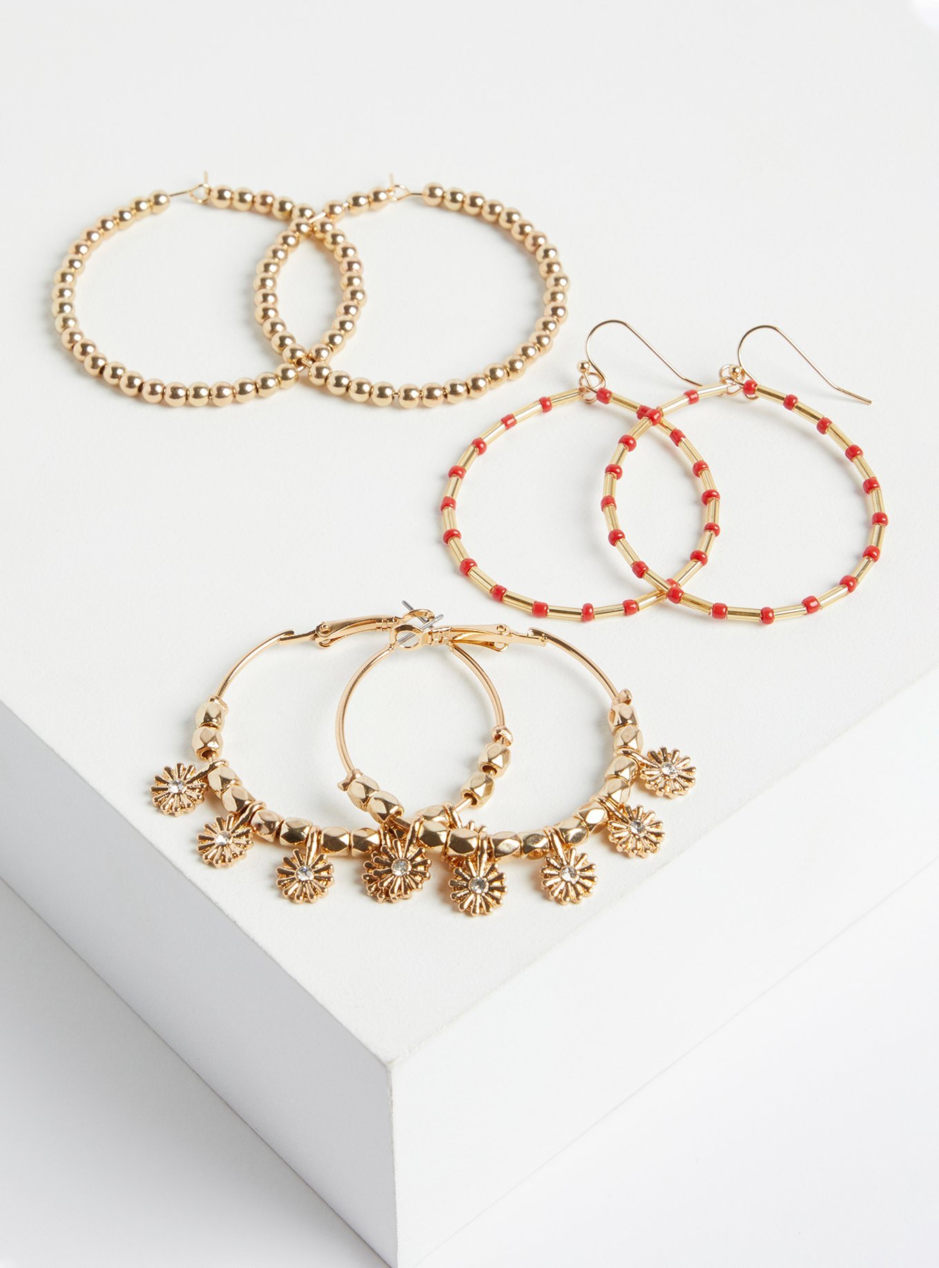 Plus Size - Shaky Teardrop Earring Set of 3 - Gold Tone - Torrid