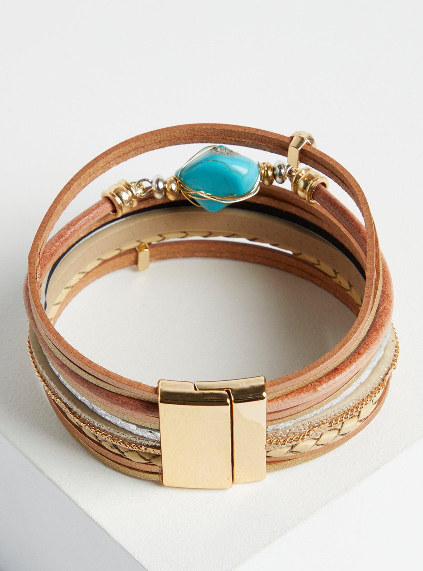 Plus Size Neutral And Turquoise Bracelet Torrid