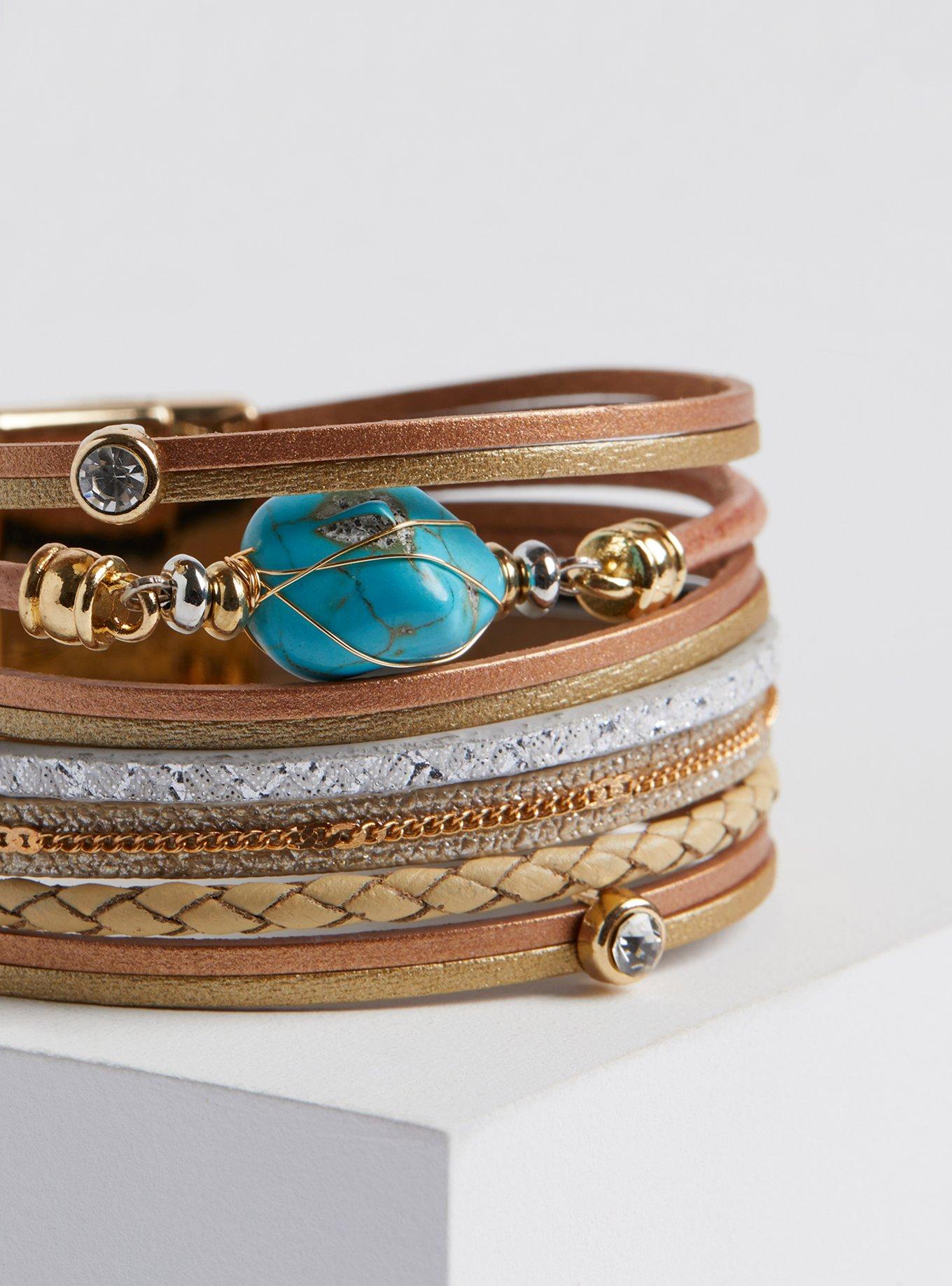 Plus Size Neutral And Turquoise Bracelet Torrid