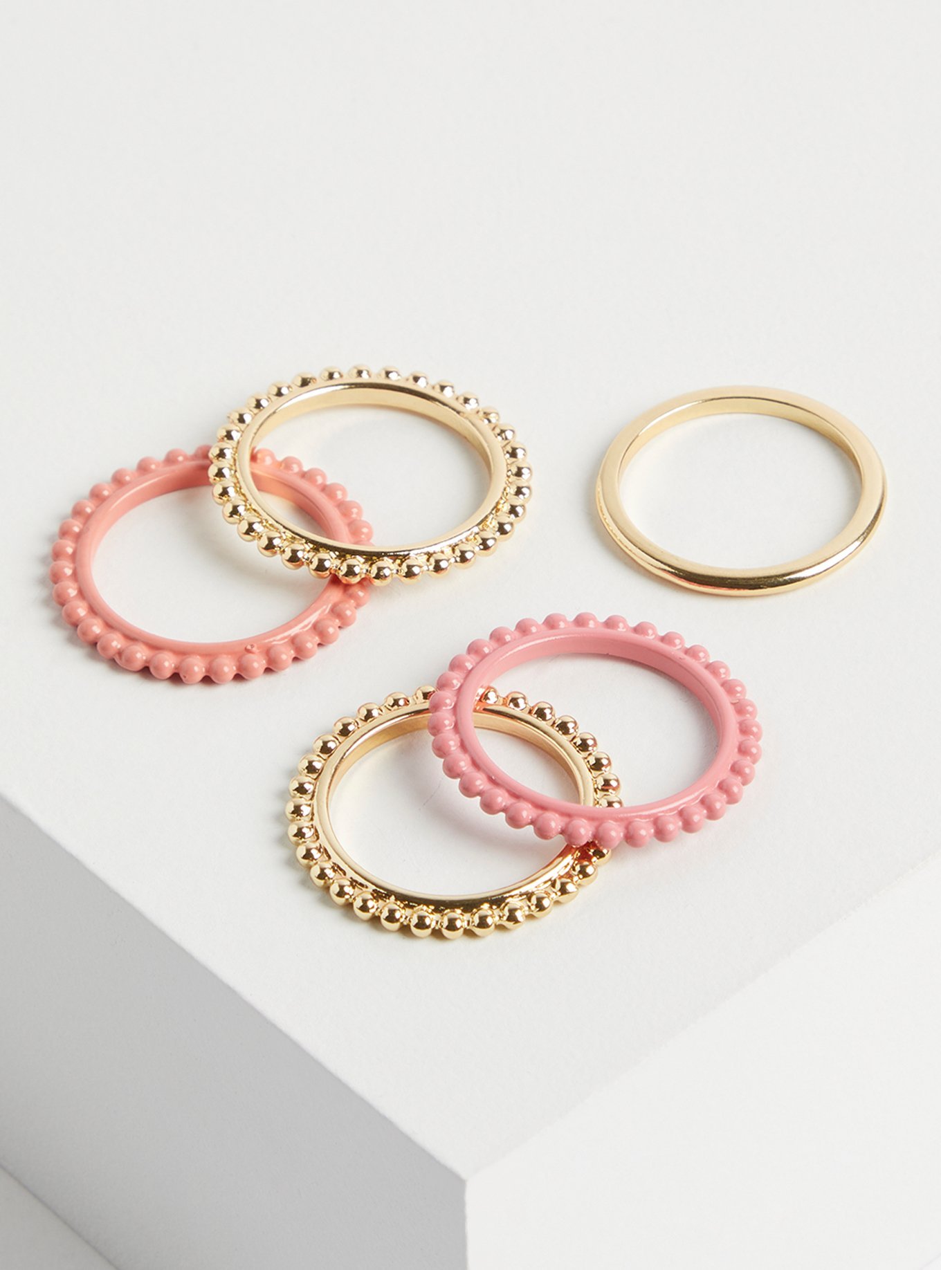 Plus Size - Texturized Ring Set - Matte Coral & Pink - Torrid