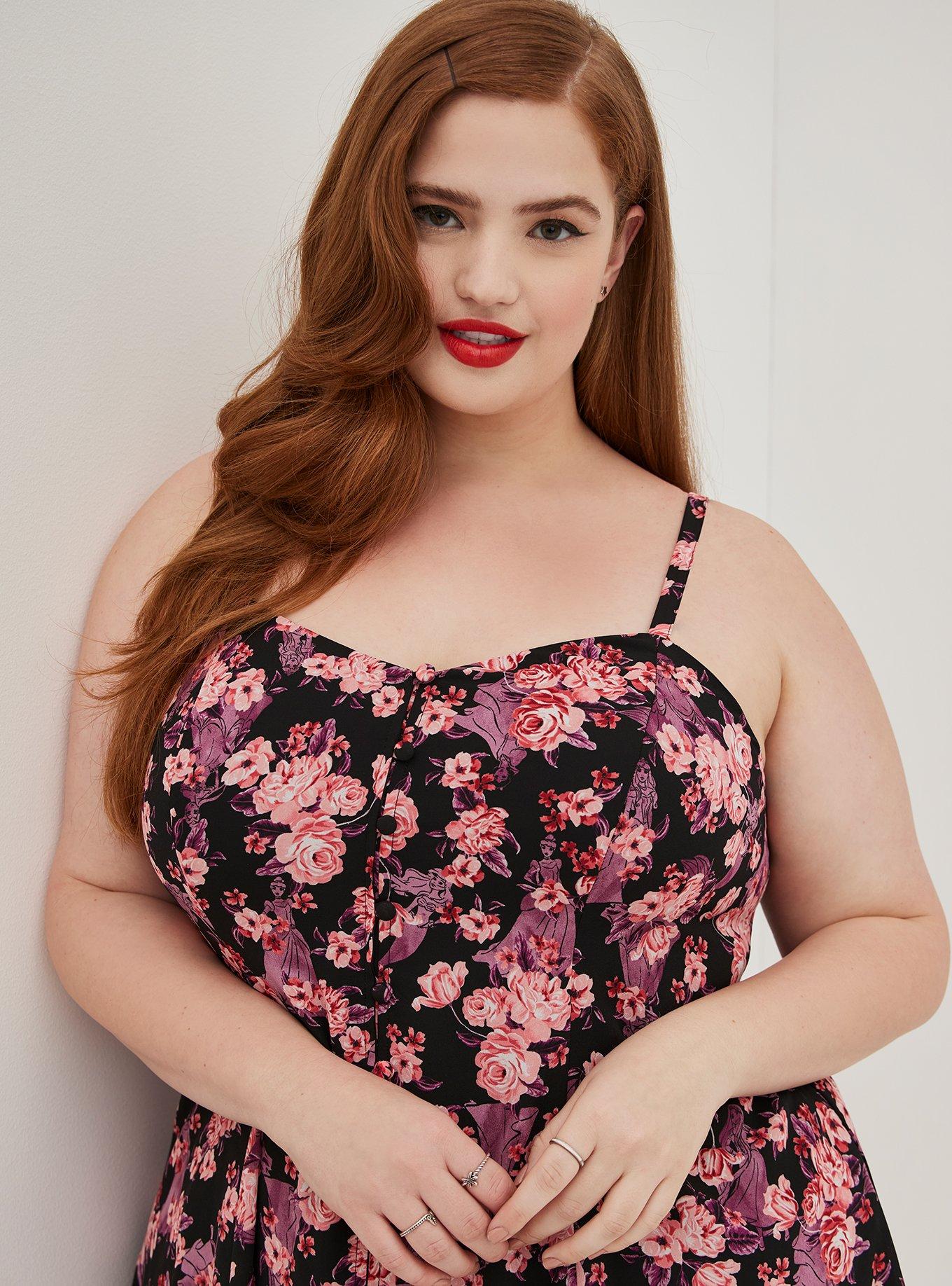 Plus Size Disney Princess Fit Flare Cami Georgette Floral