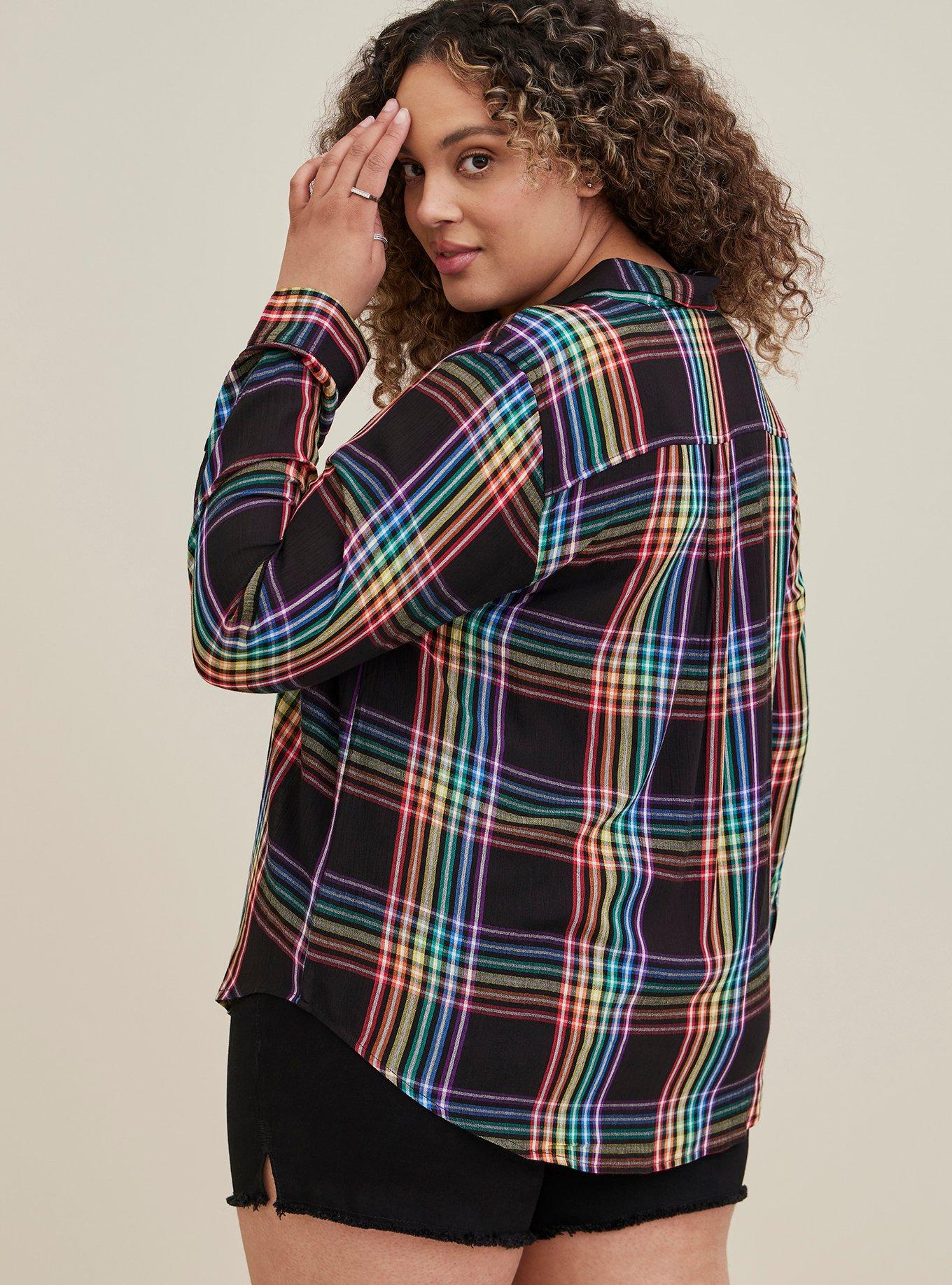 Plus Size - Lizzie Rayon Crepe Button-Up Long Sleeve Shirt - Torrid