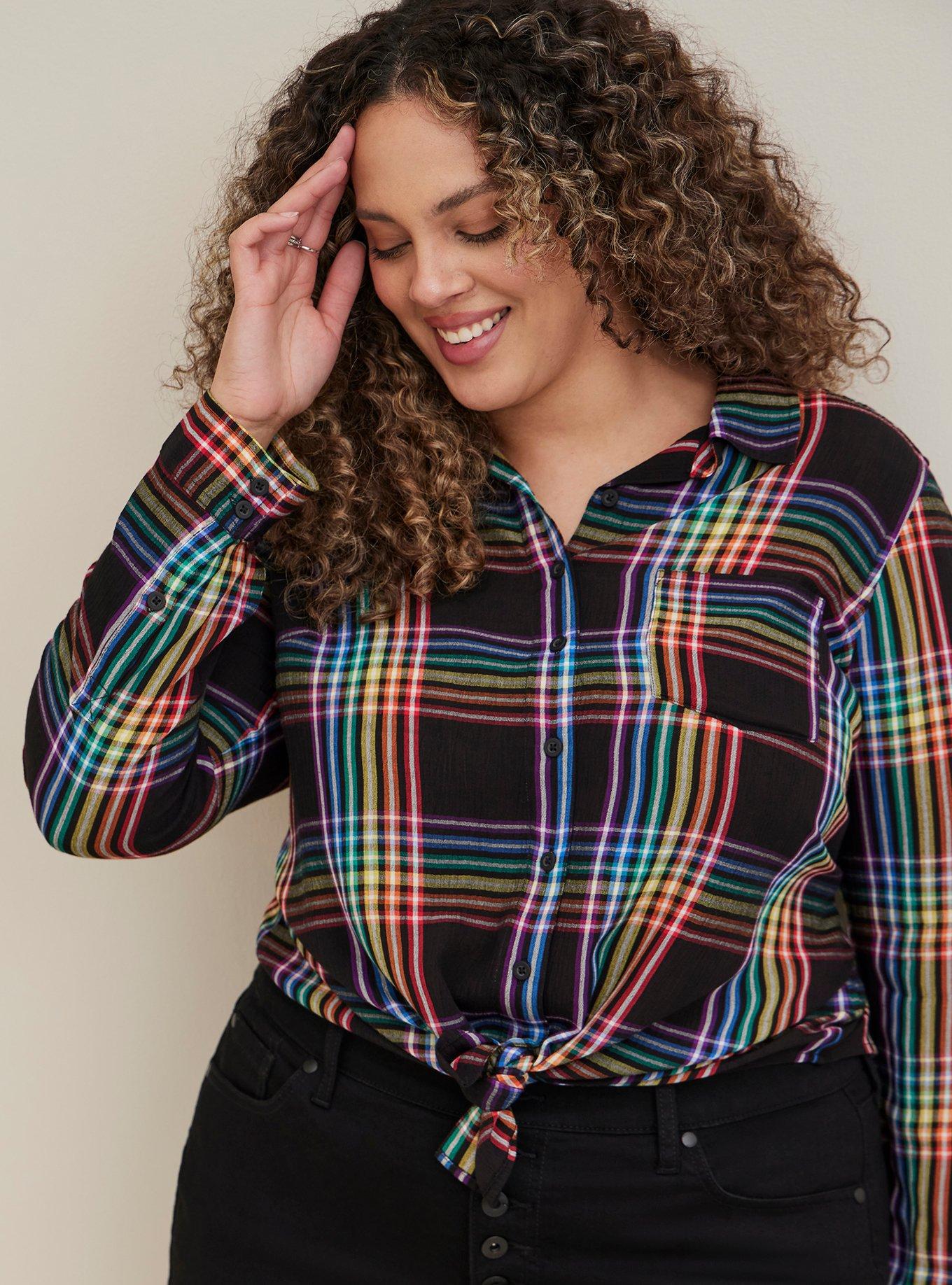 Plus Size - Lizzie Rayon Crepe Button-Up Long Sleeve Shirt - Torrid