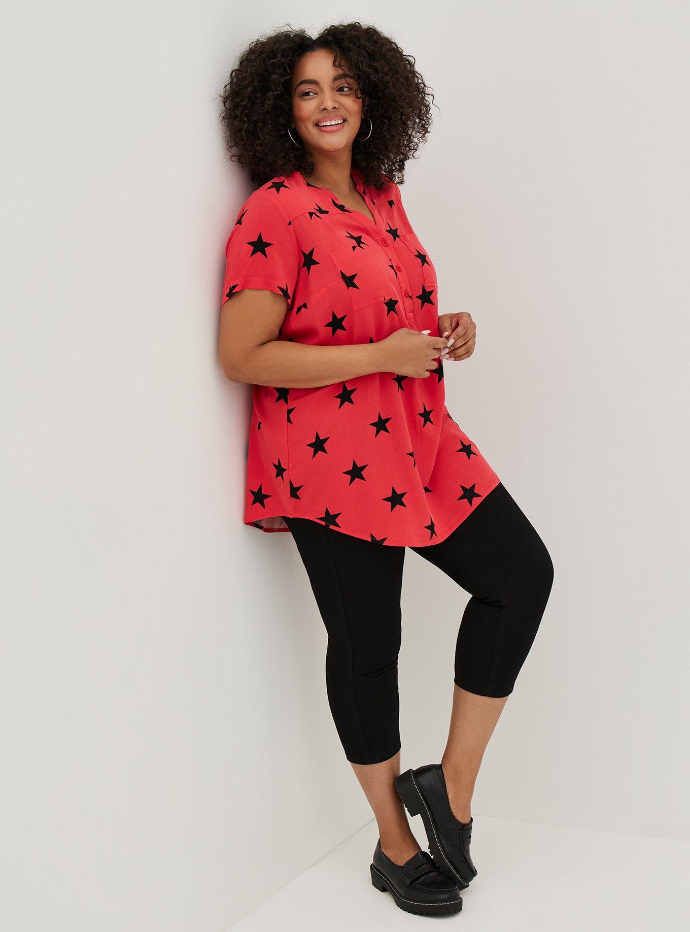 Plus Size Women's Short Sleeve Tunic Tops For Leggings Popana