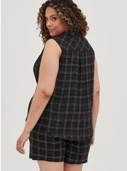 Madison Georgette Button-Up Sleeveless Shirt, PLAID BLACK, alternate